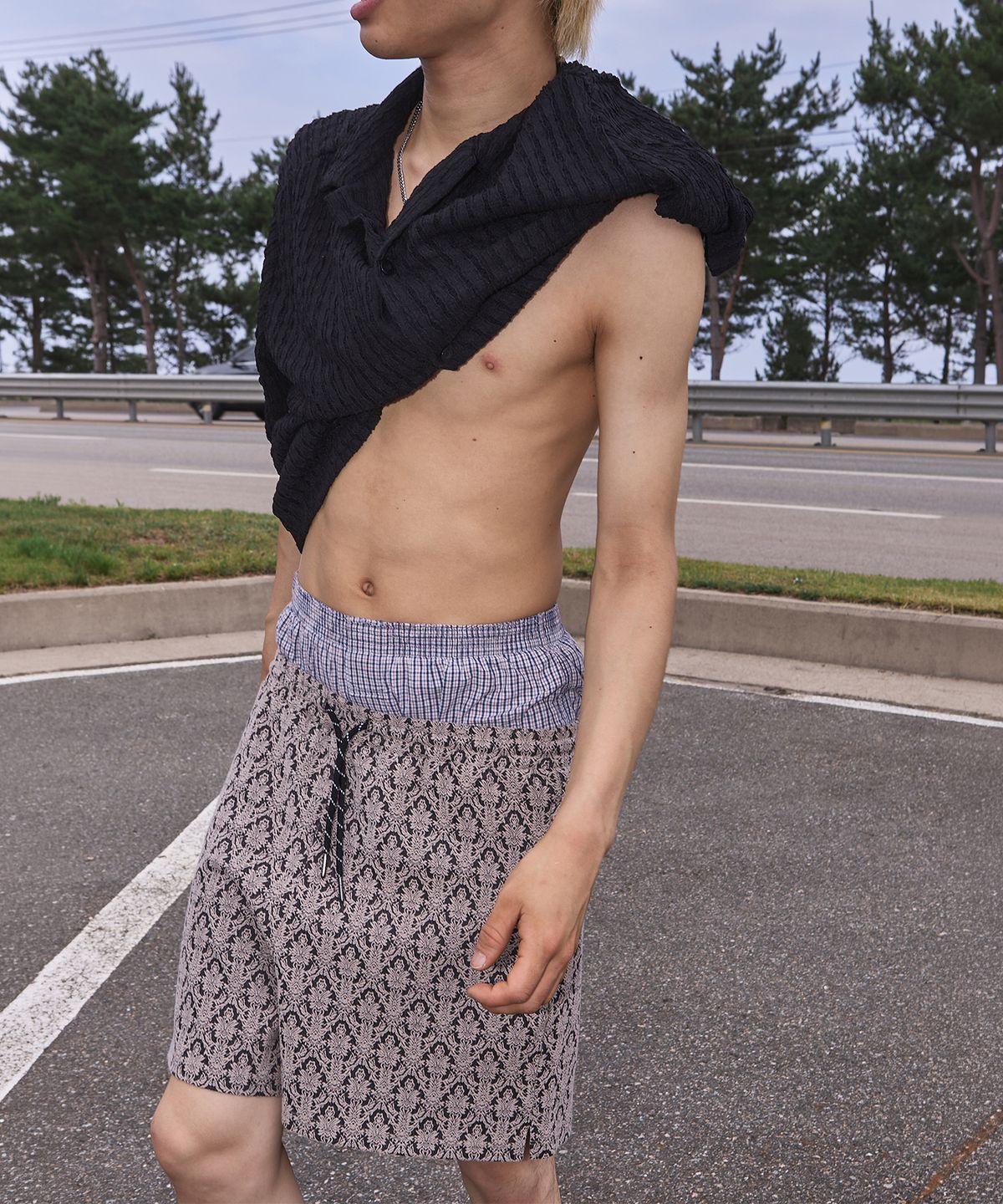 롤링스튜디오(ROLLINGSTUDIOS) DAMASK JACQUARD SHORTS BLACK