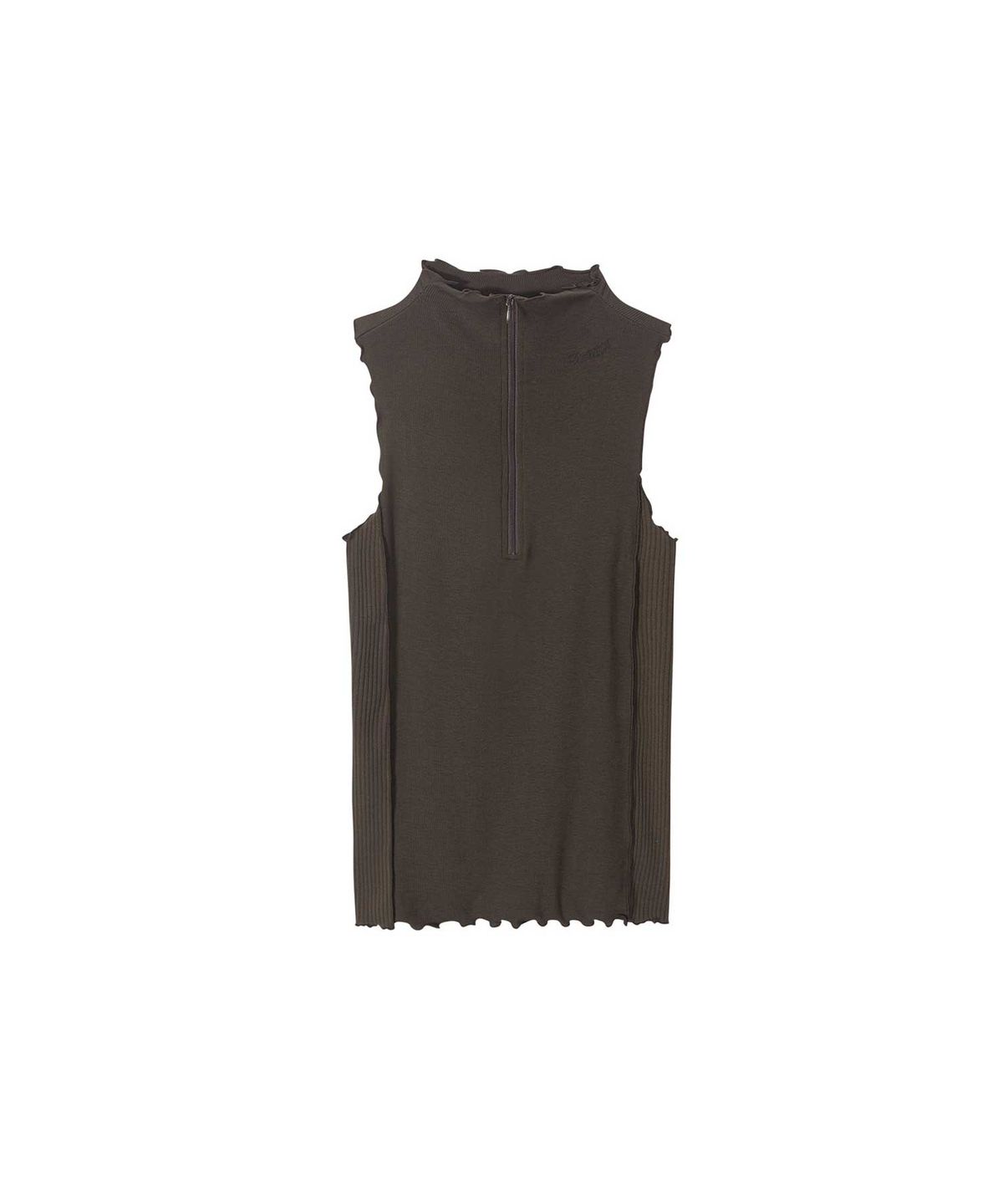 인세인개러지(INSANEGARAGE) INSANE WOMEN HALF ZIP-UP SLEEVELESS_BROWN