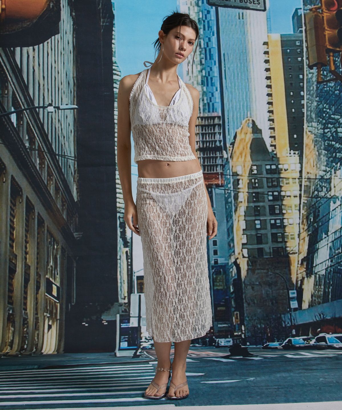 게이트리스(GATELESS) JACQUARD LACE SKIRT