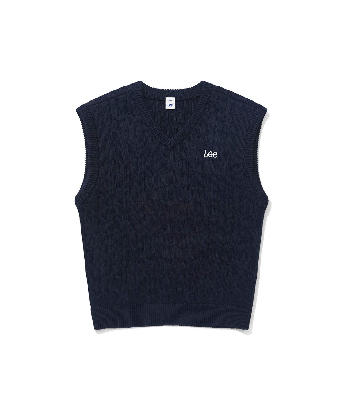 리 키즈(LEE KIDS) 케이블 스몰로고 니트 베스트 네이비 LK2604VT03NA
