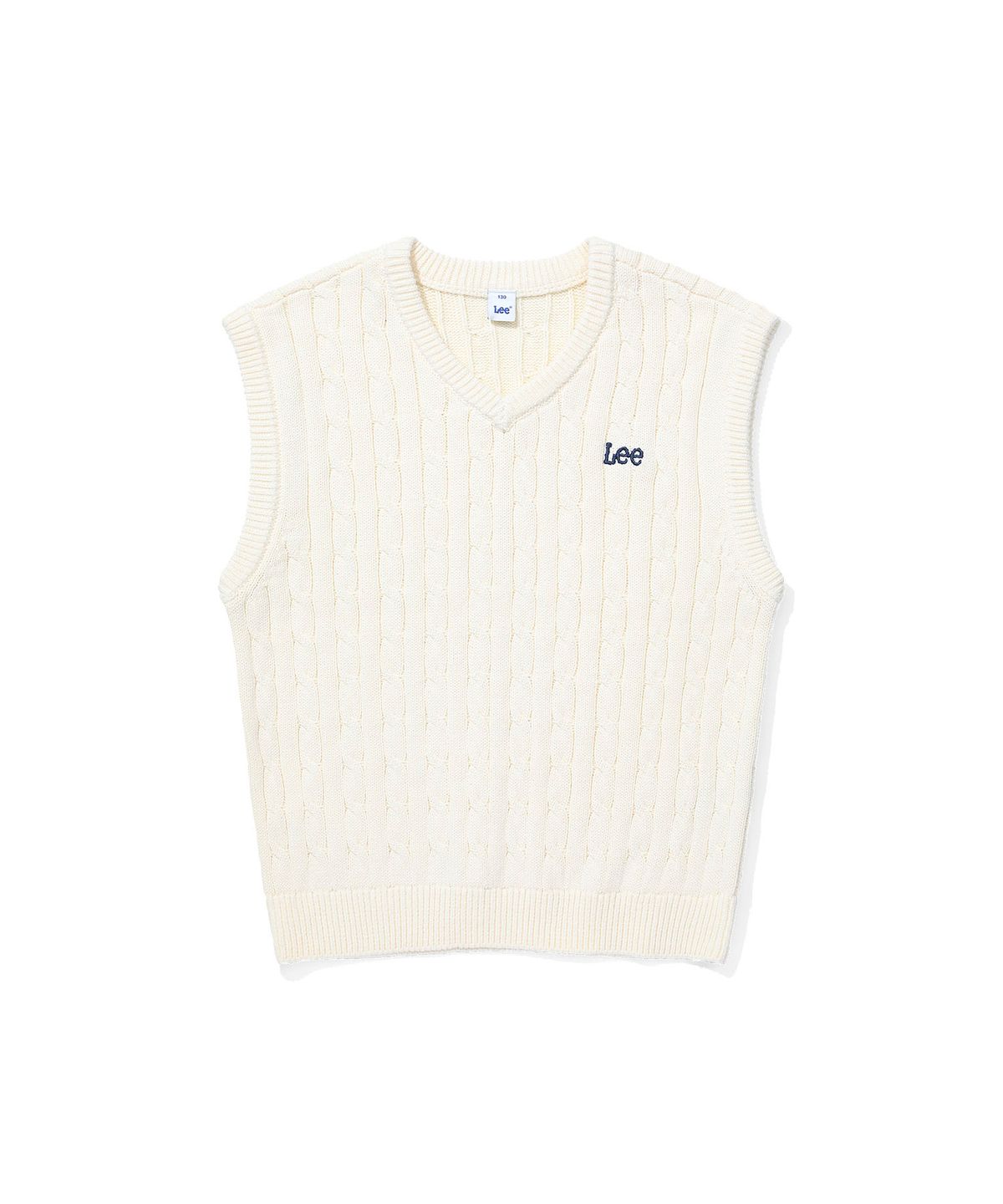 리 키즈(LEE KIDS) 케이블 스몰로고 니트 베스트 아이보리 LK2604VT03IV