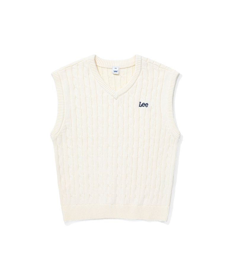 케이블 스몰로고 니트 베스트 아이보리 LK2604VT03IV