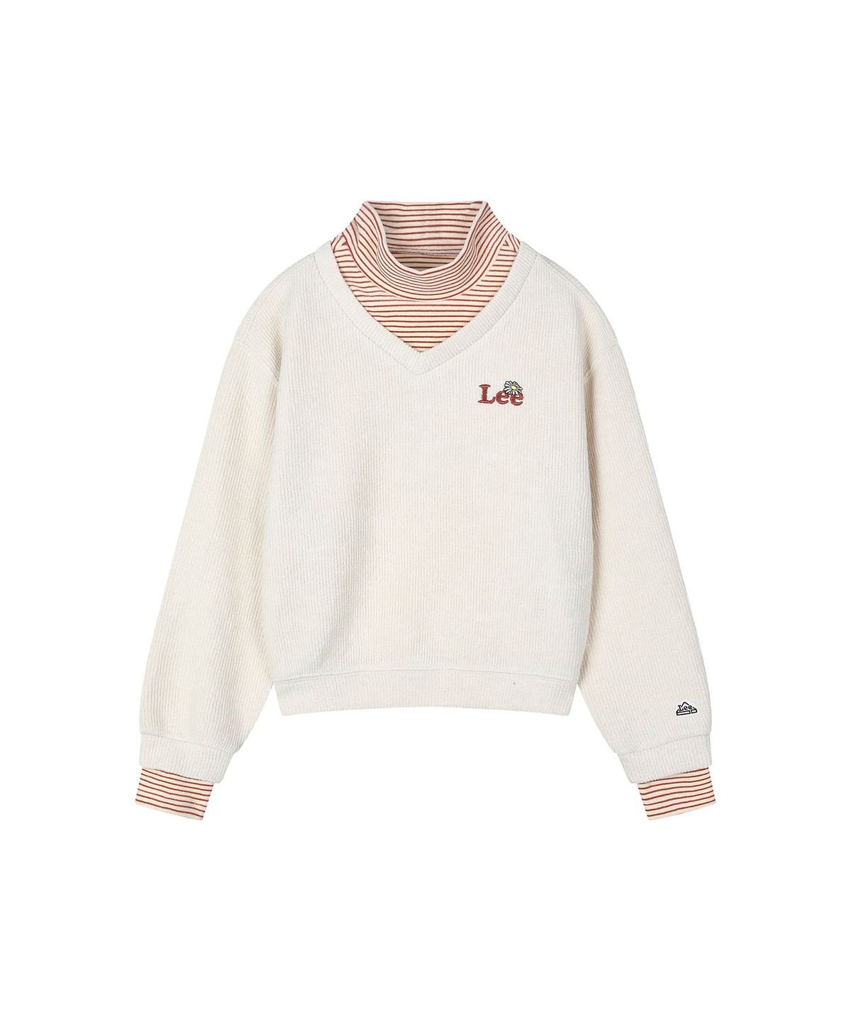 리 키즈(LEE KIDS) 레이어드 세미 크롭 스웻셔츠 아이보리 LK2604CR71IV