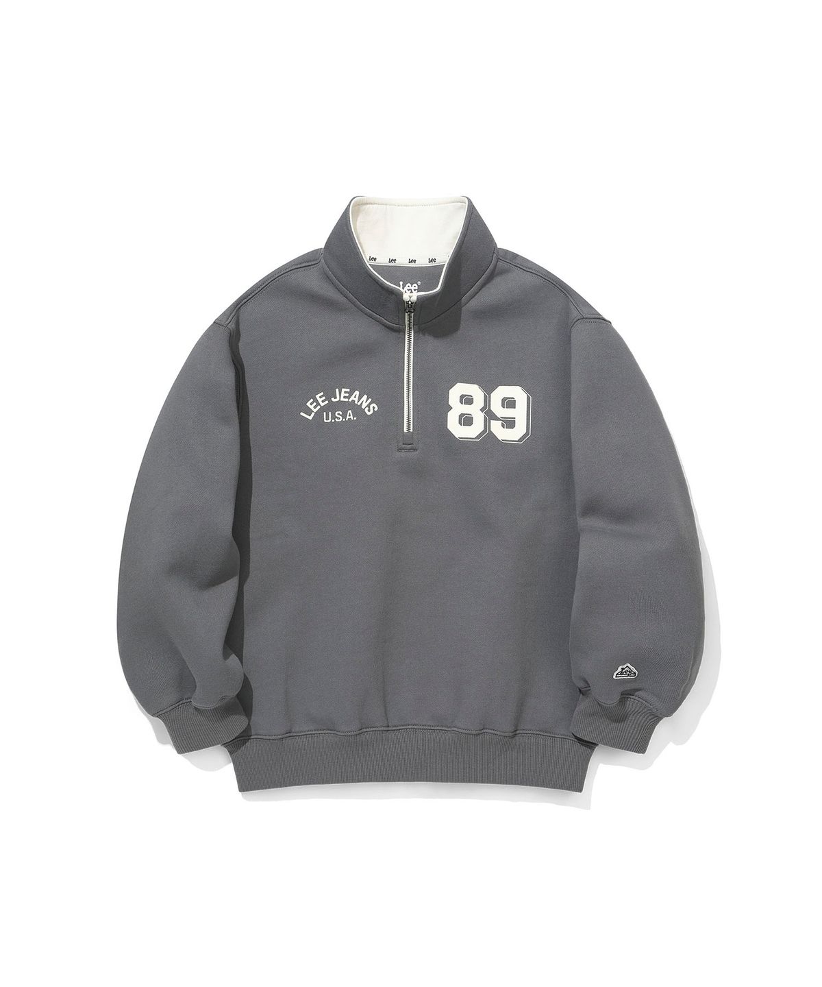 리 키즈(LEE KIDS) 체스트 아트웍 반집업 기모 스웻셔츠 다크그레이 LK2604CR10DG