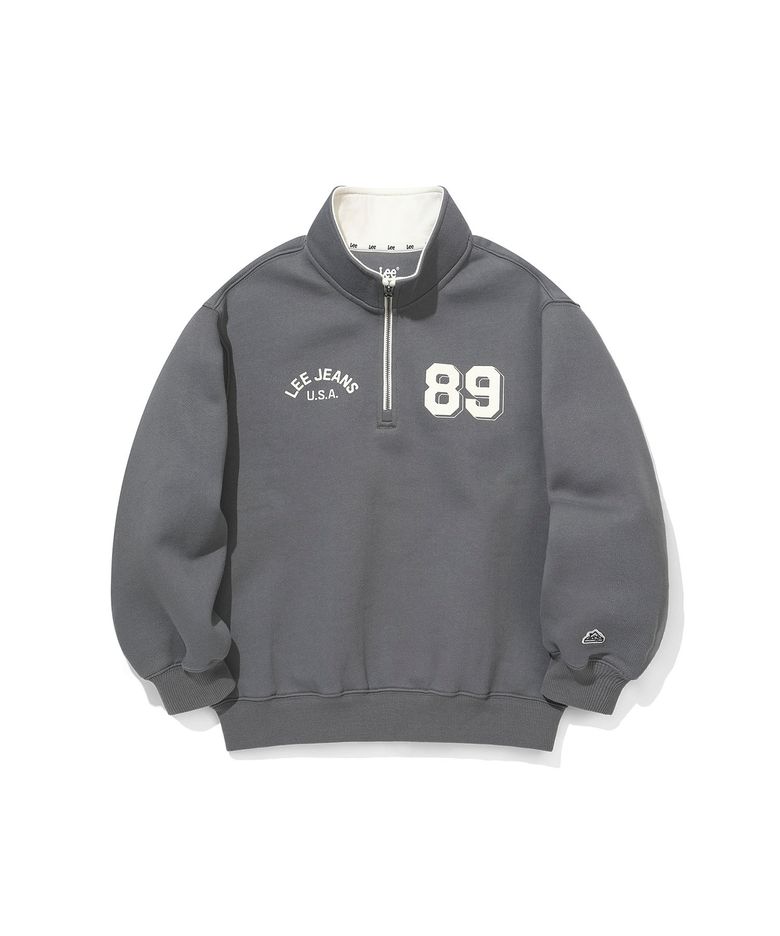 체스트 아트웍 반집업 기모 스웻셔츠 다크그레이 LK2604CR10DG