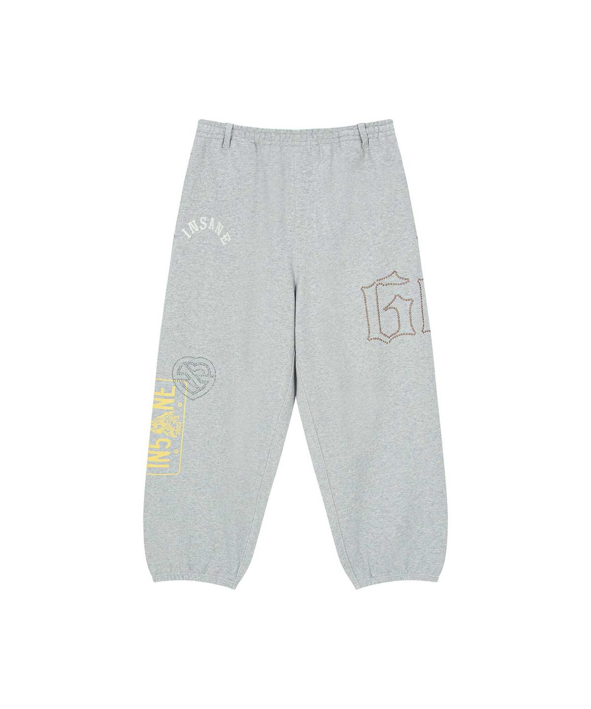 인세인개러지(INSANEGARAGE) INSANE RHINESTONE SWEAT PANTS_MELANGE GREY