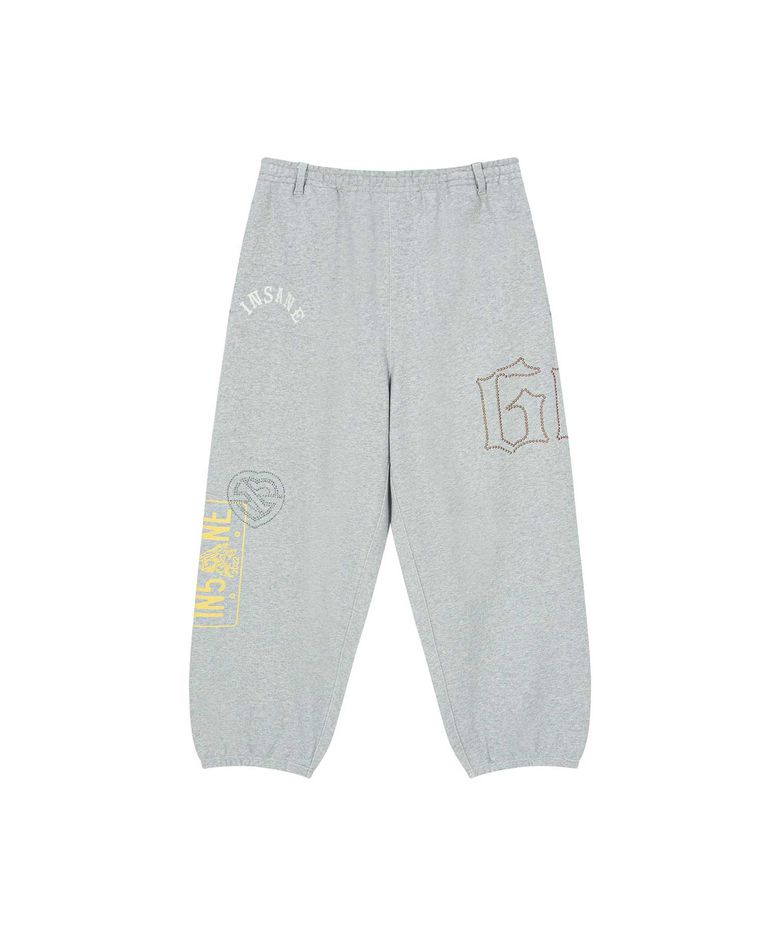 INSANE RHINESTONE SWEAT PANTS_MELANGE GREY