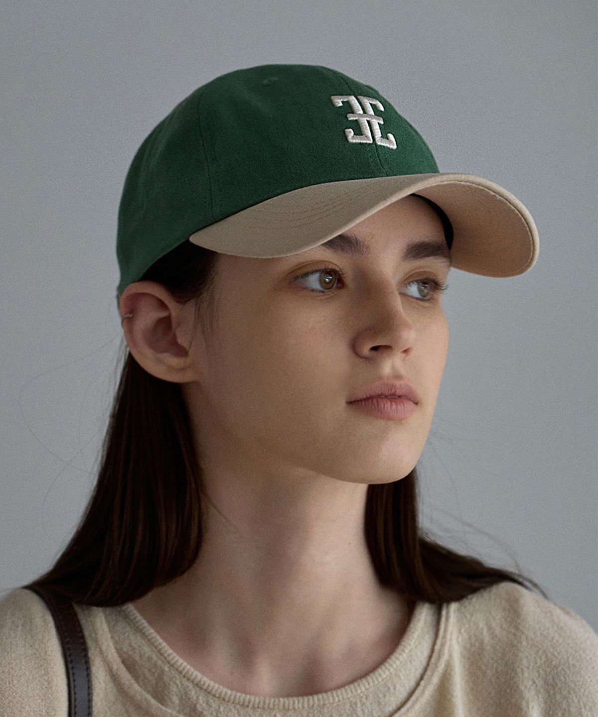 폴뉴아(FOLNUA) COLORATION CLASSIC LOGO BALL CAP (GREEN BEIGE)