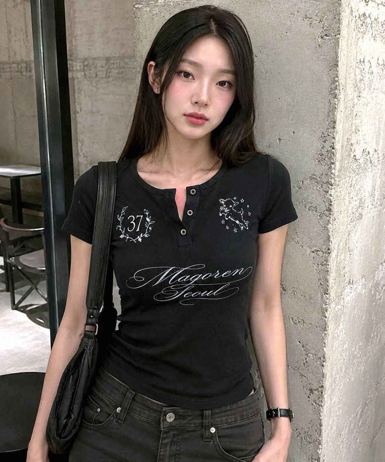 Club No.37 헨리넥 티셔츠 블랙
