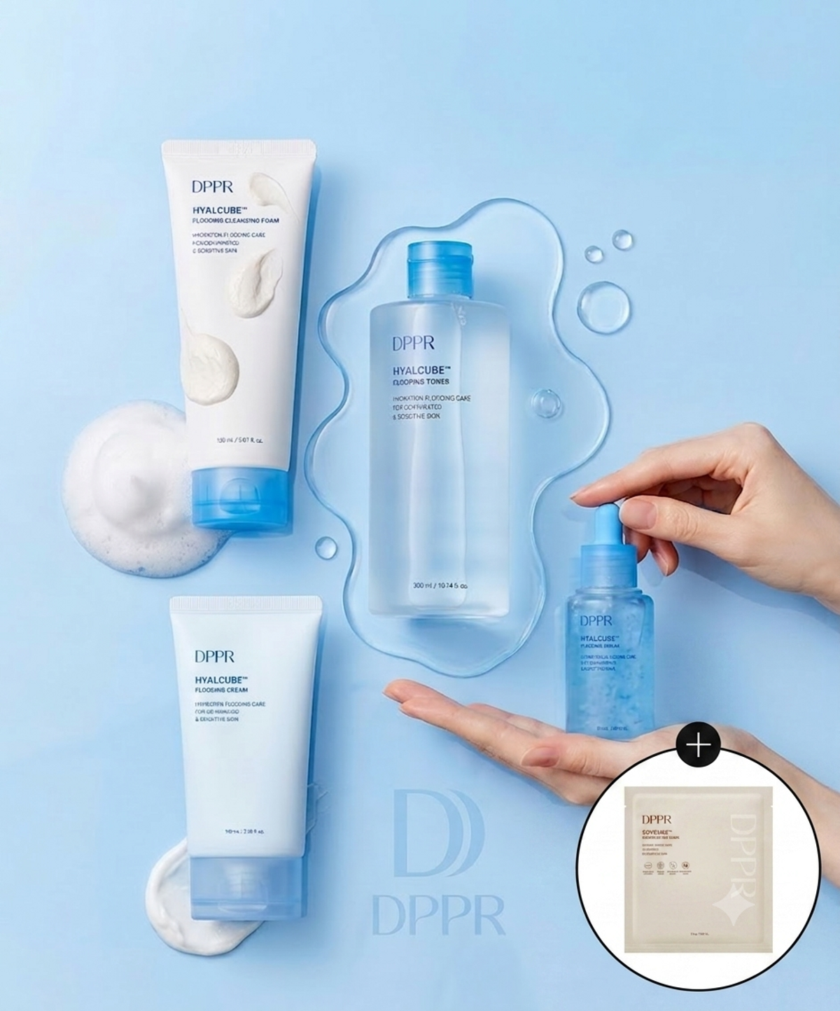 디퍼(DPPR) [수분충전 SET] 히알큐브 플러딩 토너+플러딩 세럼+플러딩 크림+플러딩 클렌징 폼(+소이큐브 겔마스크 1매입  증정)