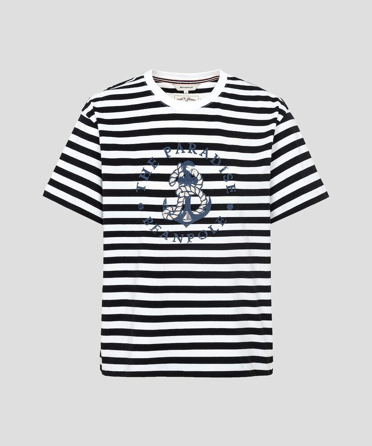 빈폴 레이디스(BEANPOLE LADIES) 마린 스트라이프 반소매 티셔츠  블랙 (BF6742C125)