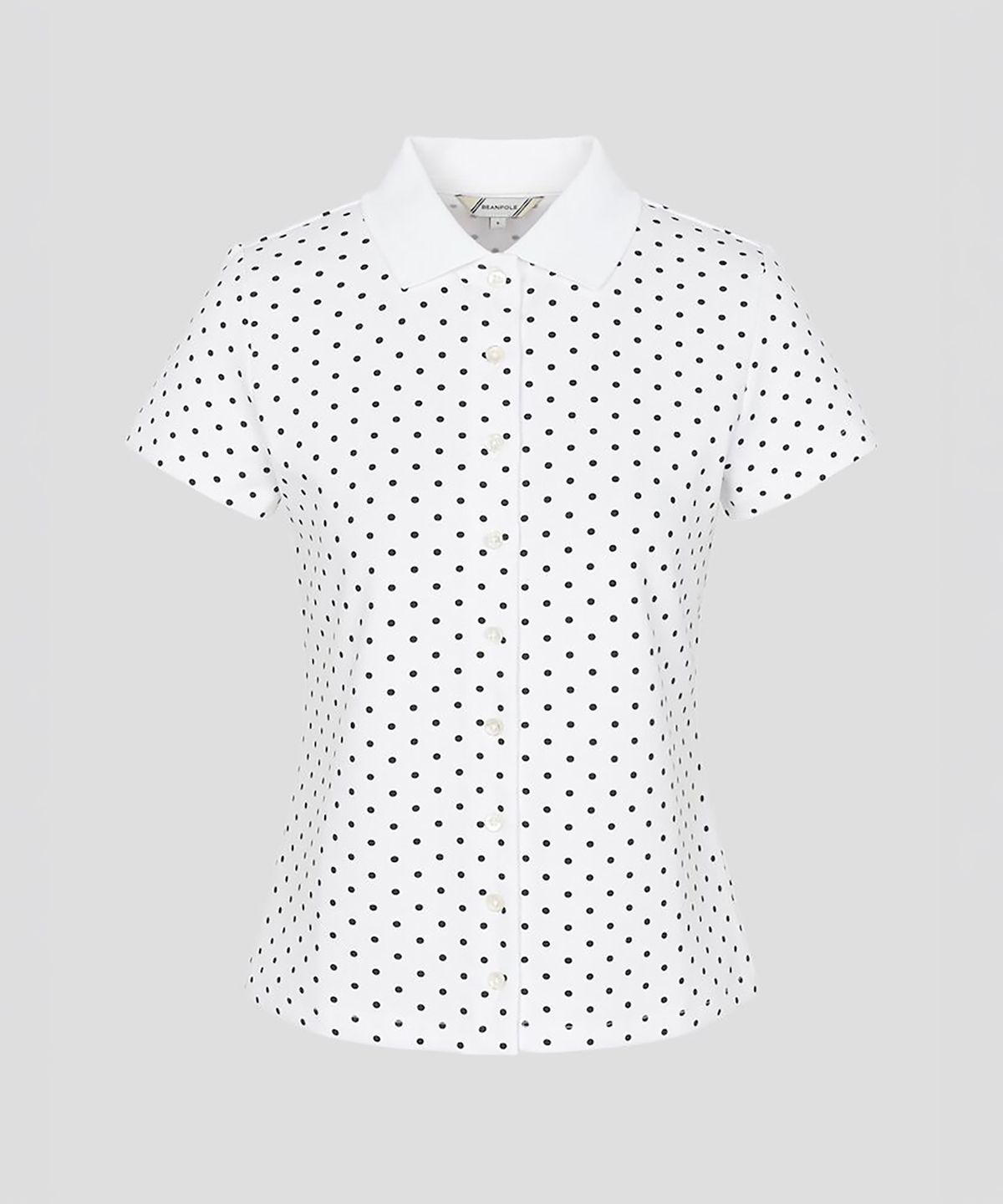 빈폴 레이디스(BEANPOLE LADIES) 도트패턴 풀오픈 반소매 티셔츠  화이트 (BF6742C721)