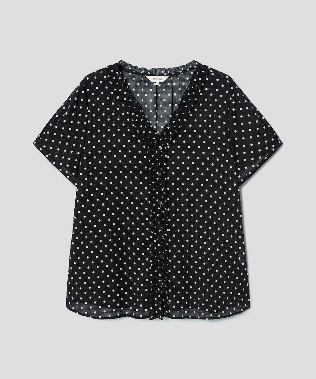 빈폴 레이디스(BEANPOLE LADIES) 도트 브이넥 캡슬리브 블라우스  블랙 (BF6765C515)