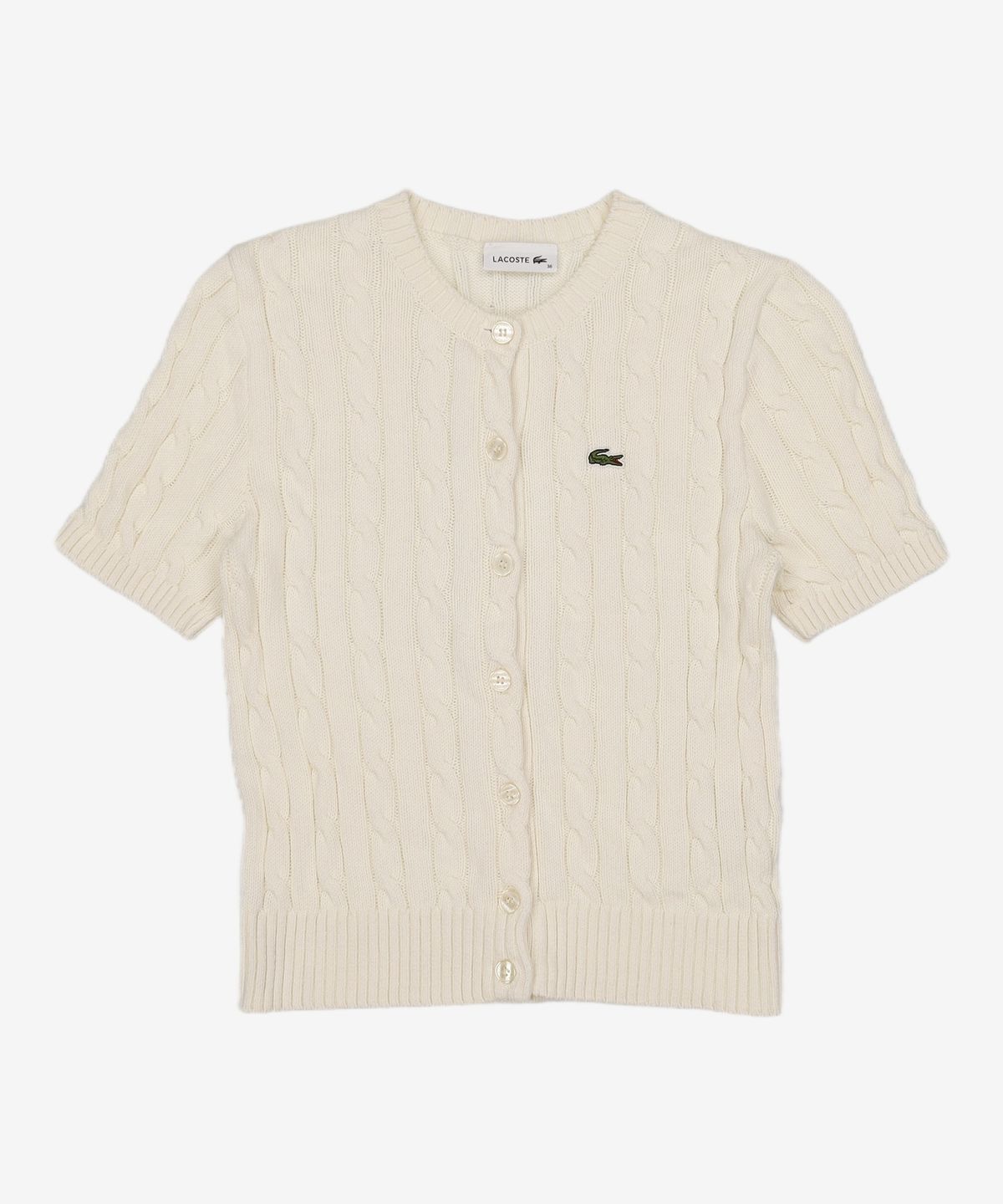 라코스테(LACOSTE) 여성 케이블 반팔 가디건 AF012E-53G 166 36