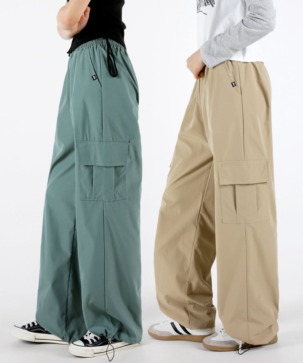 음(UMM) 여자 바스락 와이드 카고밴딩팬츠 밑단조절 3COLOR