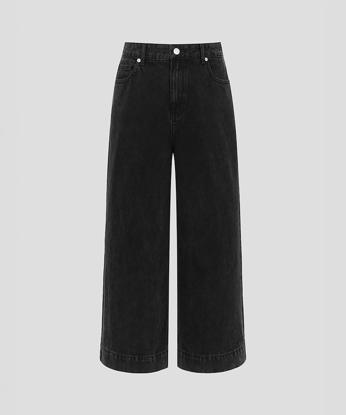 빈폴 레이디스(BEANPOLE LADIES) 크롭 와이드 데님 팬츠  블랙 (BF6721C755)