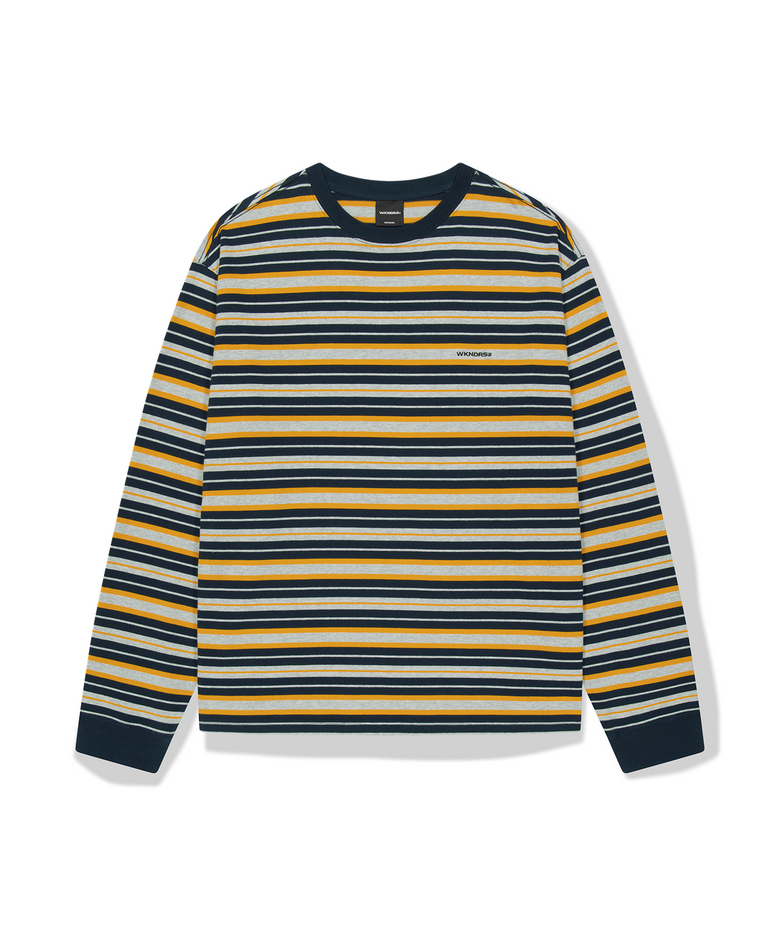 MULTI STRIPE LS T-SHIRT (NAVY)