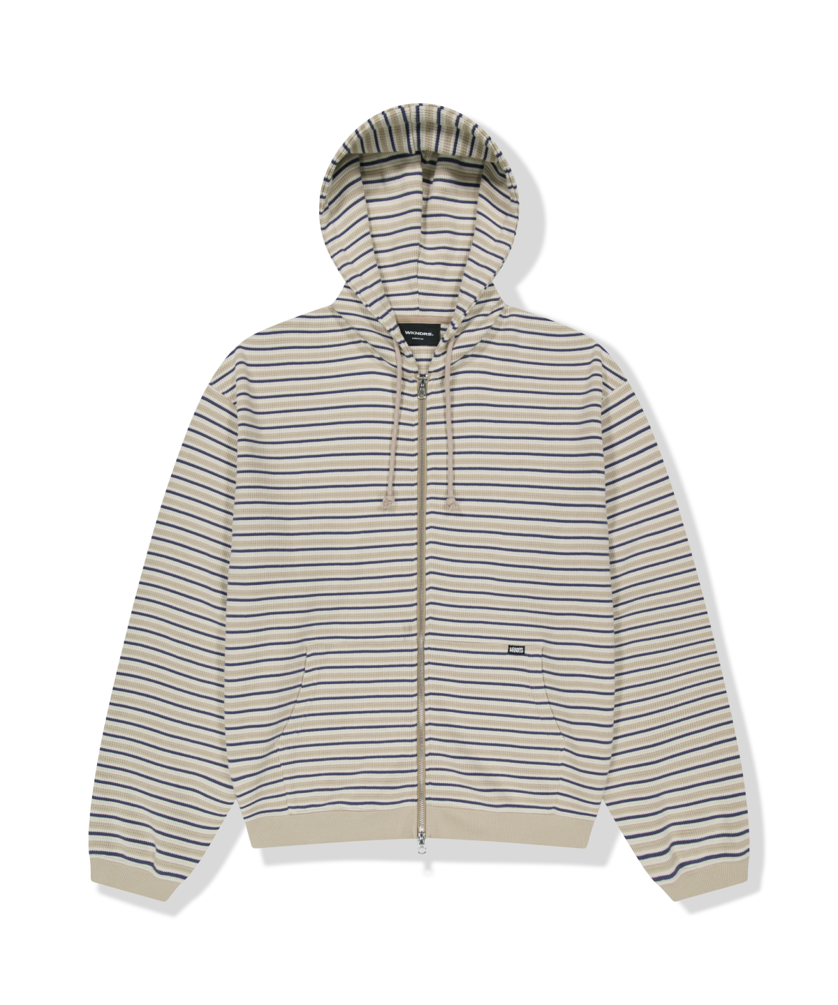 위캔더스(WKNDRS) WAFFLE STRIPE ZIP-UP HOODIE (L.BEIGE)