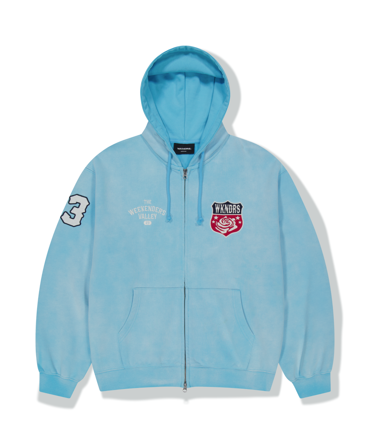 위캔더스(WKNDRS) EMBLEM ZIP-UP HOODIE (S.BLUE)
