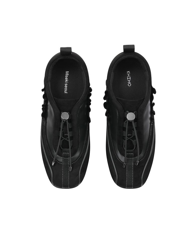 [미세키서울X기호] Layered shirring sneakers BLACK
