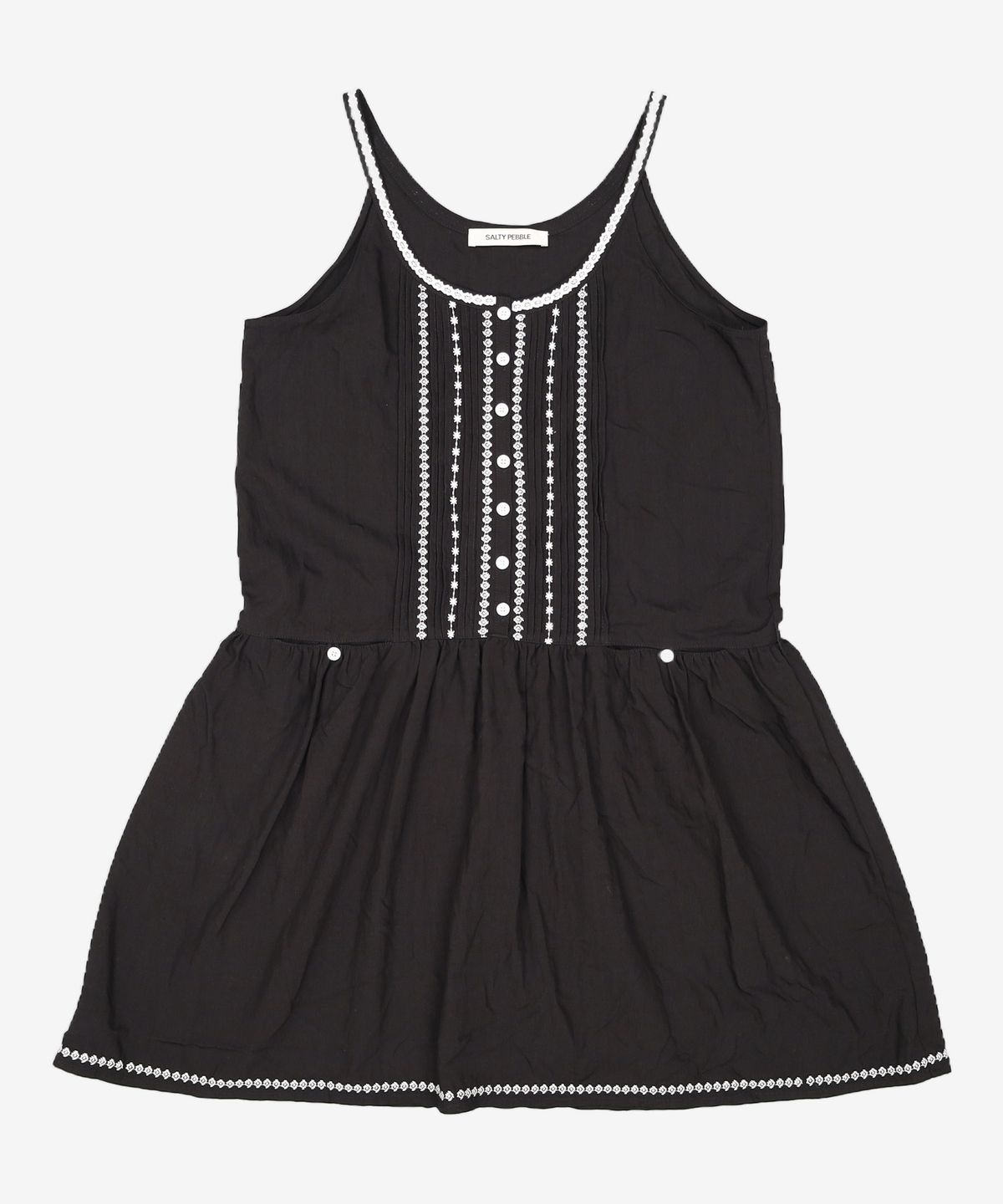 솔티페블(SALTY PEBBLE) BOHEMIAN SLEEVELESS DRESS [BLACK] FREE