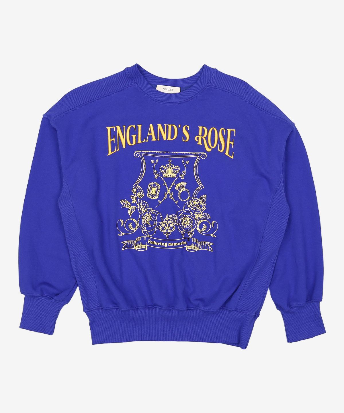 논로컬(NONLOCAL) Rose Emblem embroidery Sweatshirt - Blue FREE