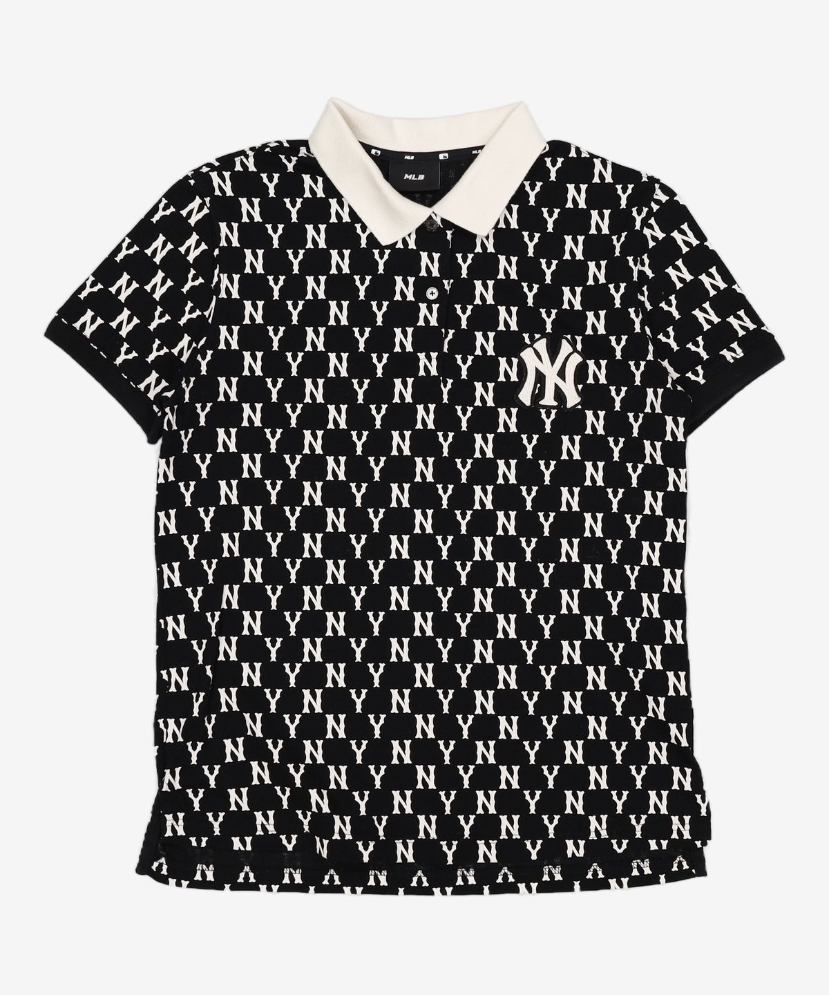 엠엘비(MLB) 여성 베이직 모노그램 올오버 카라 티셔츠 NY (Black) M