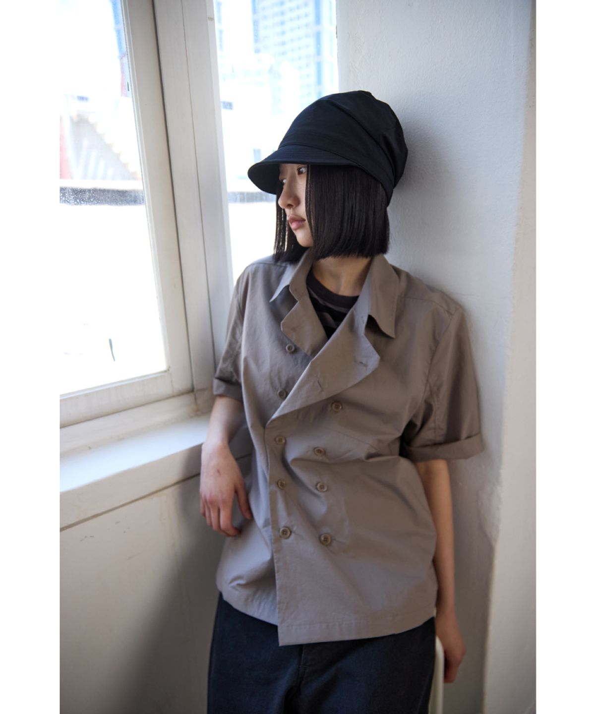 해칭룸(HATCHINGROOM) Double Breasted Shirket Mud Grey