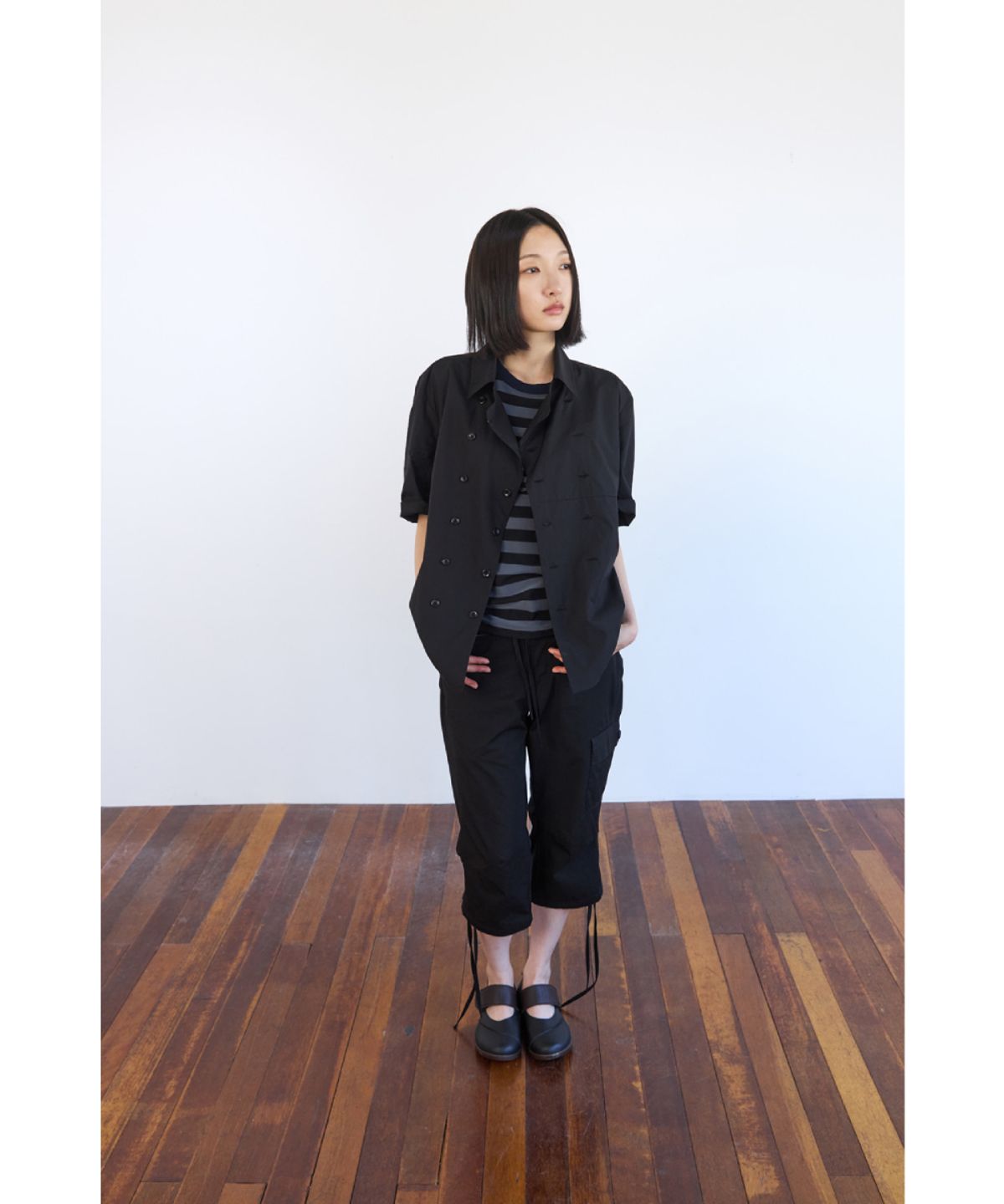해칭룸(HATCHINGROOM) Double Breasted Shirket Black