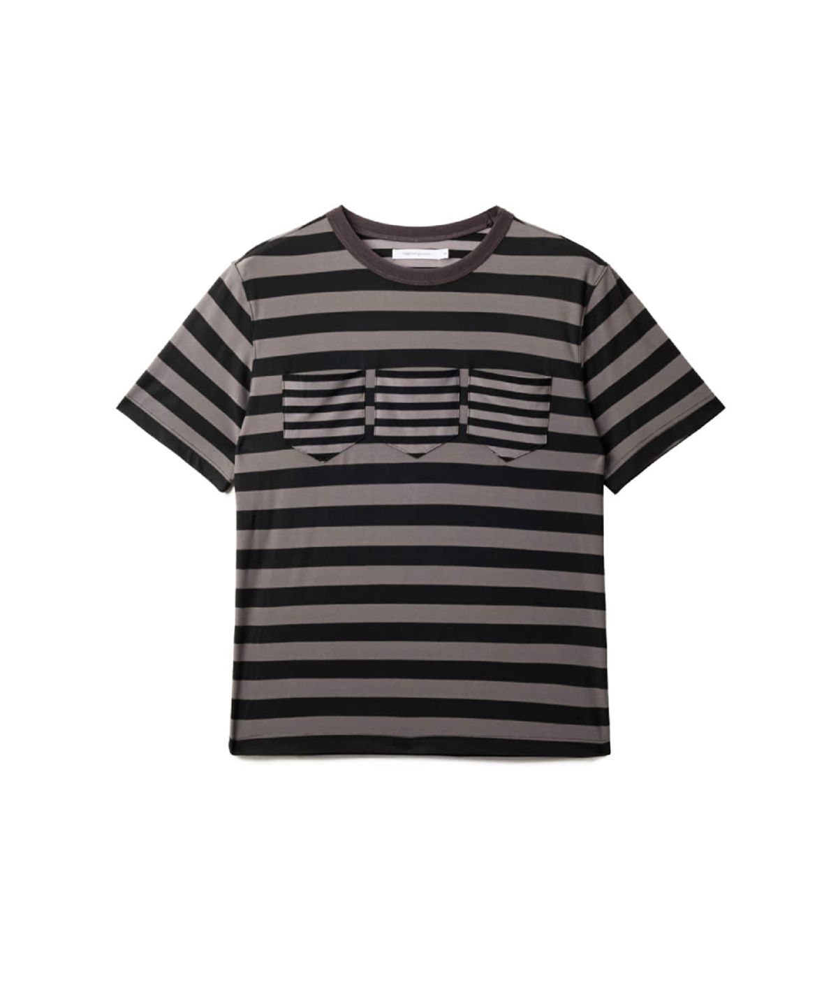 해칭룸(HATCHINGROOM) Triple Pocket Tee Stripe Brown Charcoal
