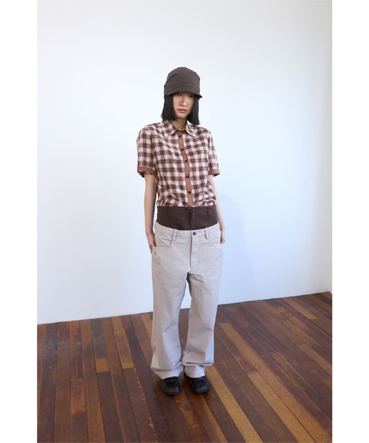 해칭룸(HATCHINGROOM) Double Waist Pants Rose Grey