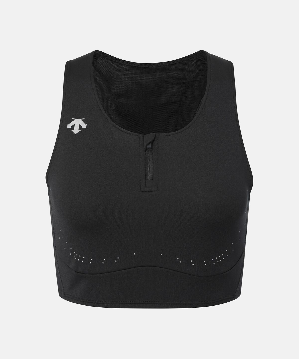 데상트(DESCENTE) 여성 러닝 컴프레션 크롭 싱글렛 블랙 SR322RST72