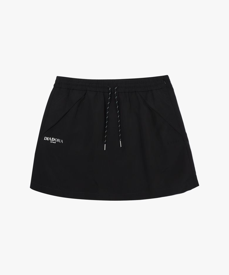 스트링 포인트 우븐 스커트 BLACK