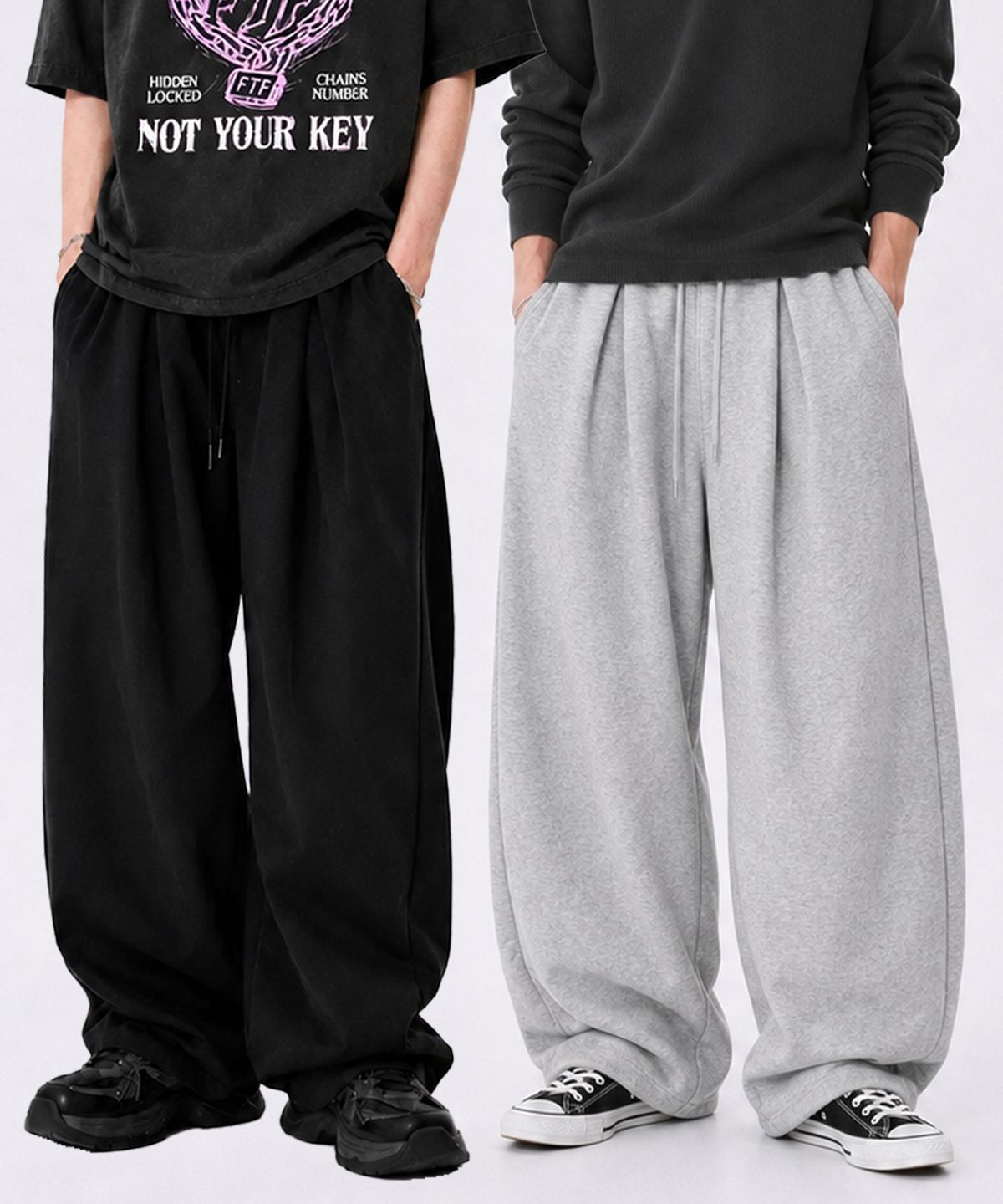 포더핏(FOR THE FIT) 투턱 와이드 스웨트 팬츠 _2color