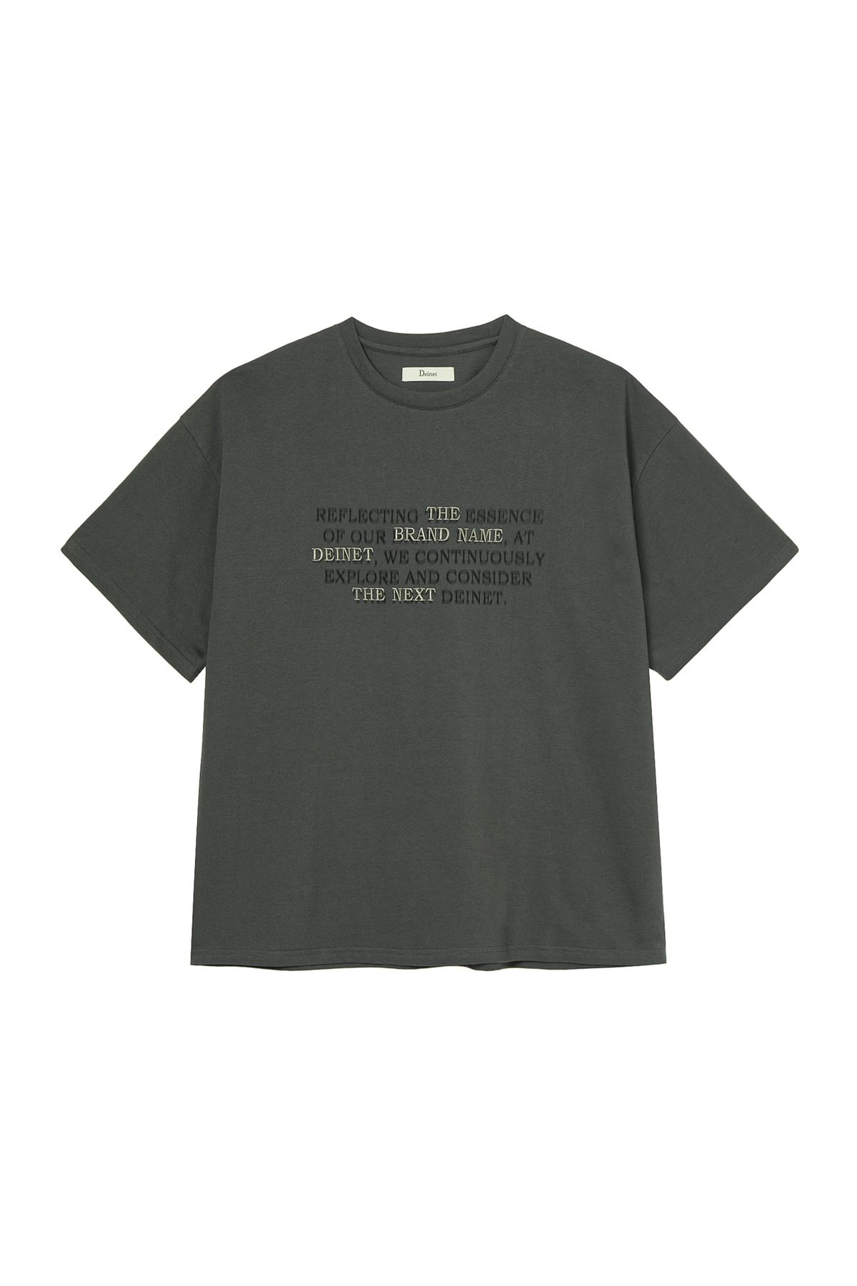 다이닛(DEINET) LETTERING T-SHIRT IN CHARCOAL