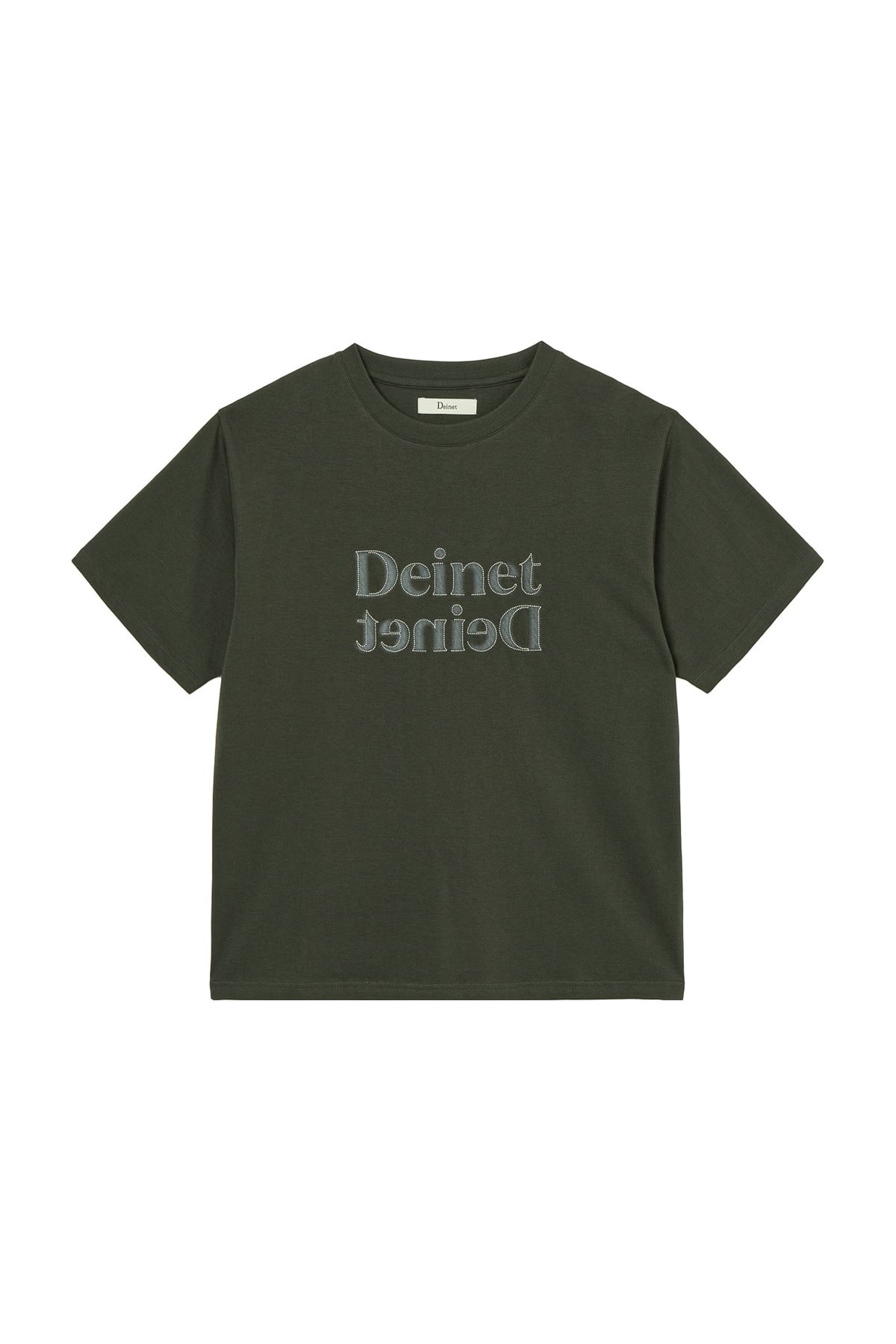 다이닛(DEINET) BRUSHED STITCH POINT REGULAR T-SHIRT IN CHARCOAL