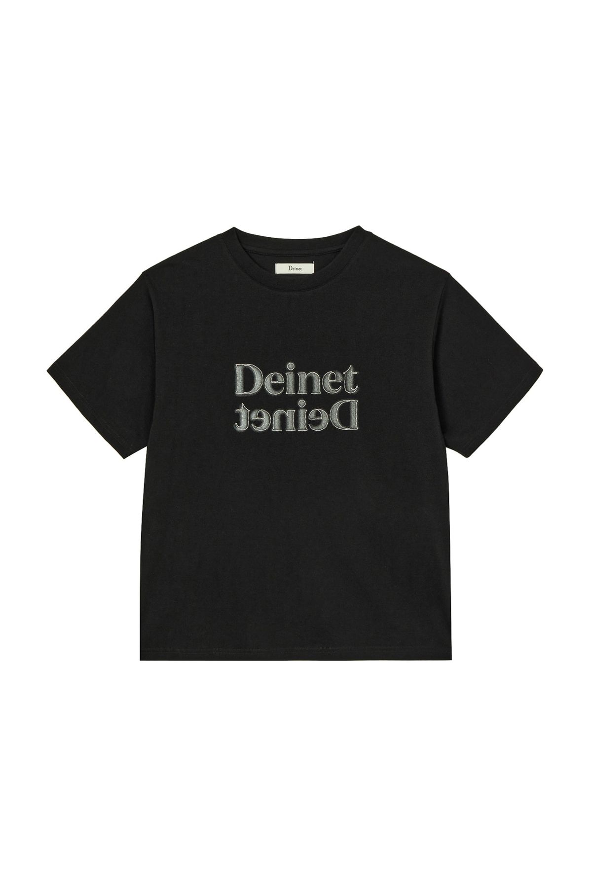 다이닛(DEINET) BRUSHED STITCH POINT REGULAR T-SHIRT IN BLACK