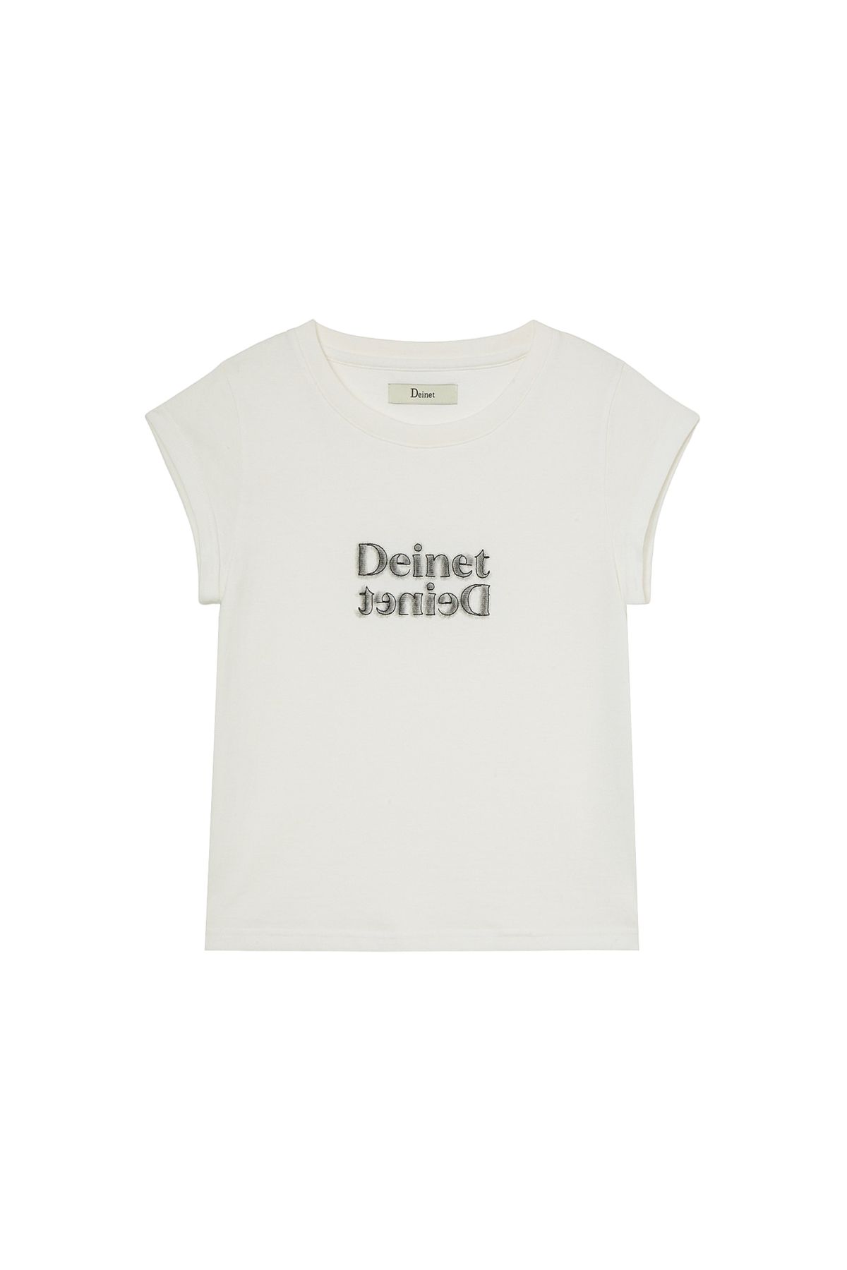 다이닛(DEINET) BRUSHED STITCH POINT PETIT T-SHIRT IN WHITE