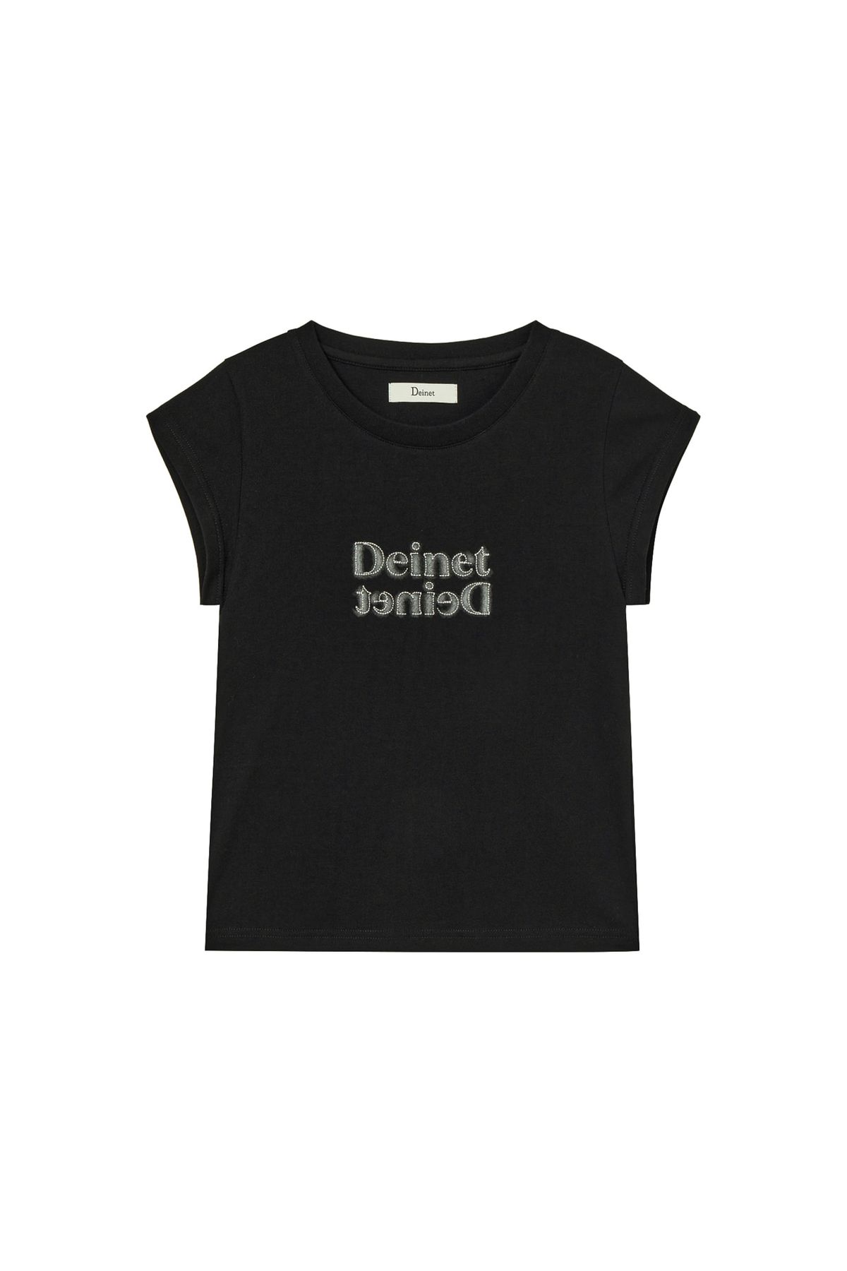 다이닛(DEINET) BRUSHED STITCH POINT PETIT T-SHIRT IN BLACK