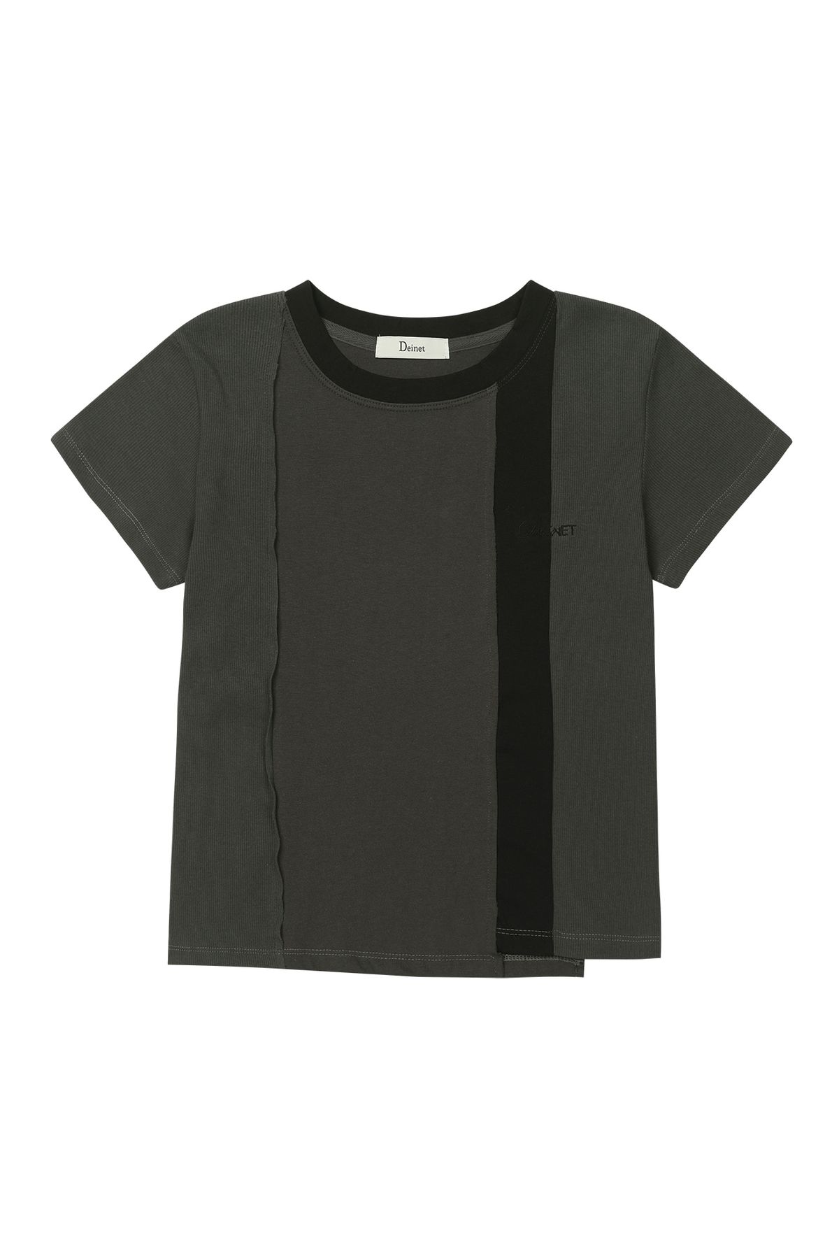 다이닛(DEINET) CONTRAST T-SHIRT IN CHARCOAL
