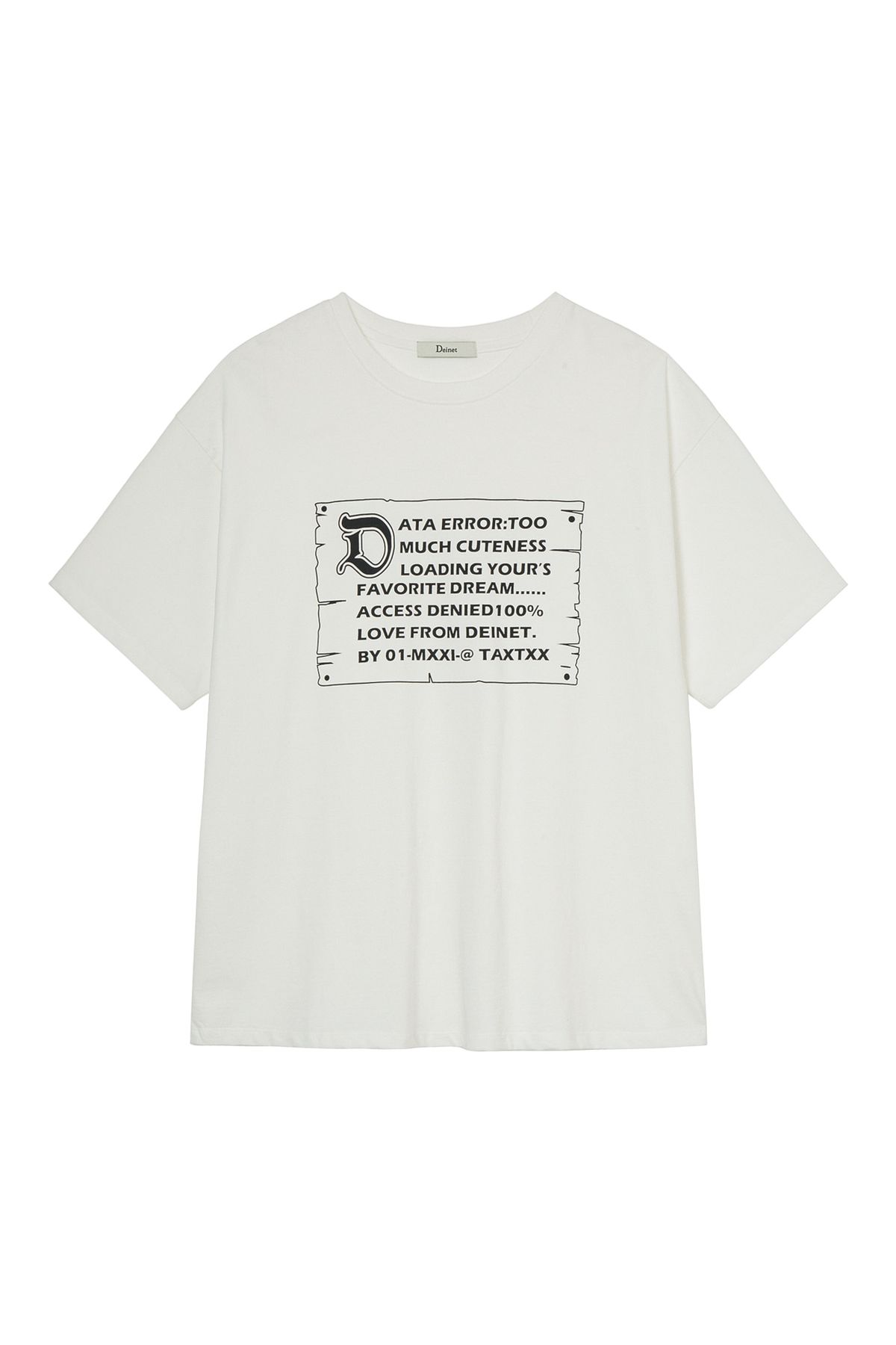 다이닛(DEINET) D LETTERING GRAPHIC OVERSIZED T-SHIRT IN WHITE