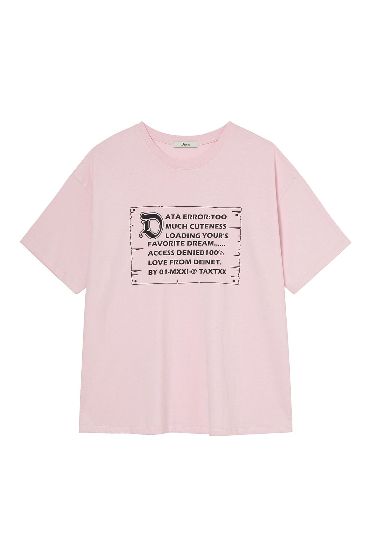 다이닛(DEINET) D LETTERING GRAPHIC OVERSIZED T-SHIRT IN LIGHT PINK