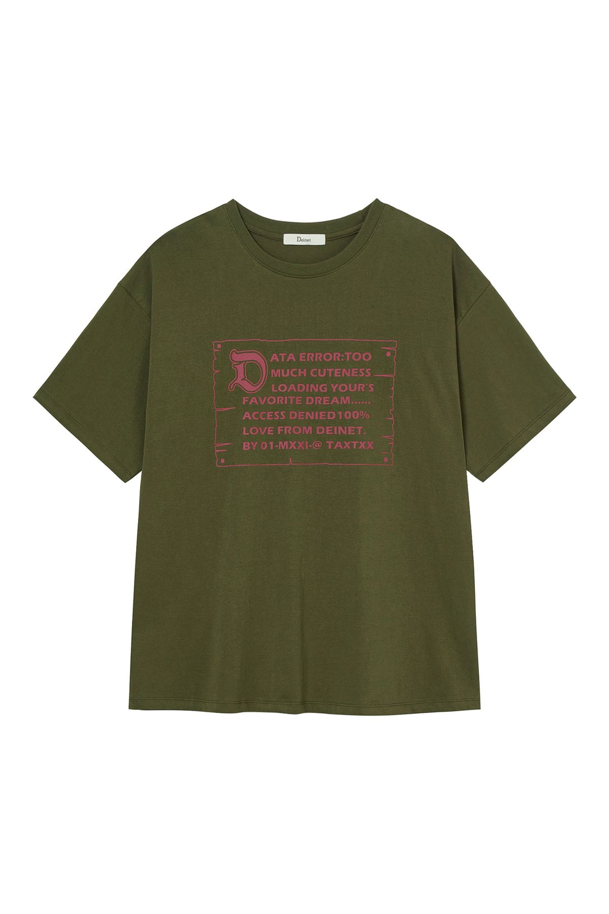 다이닛(DEINET) D LETTERING GRAPHIC OVERSIZED T-SHIRT IN KHAKI