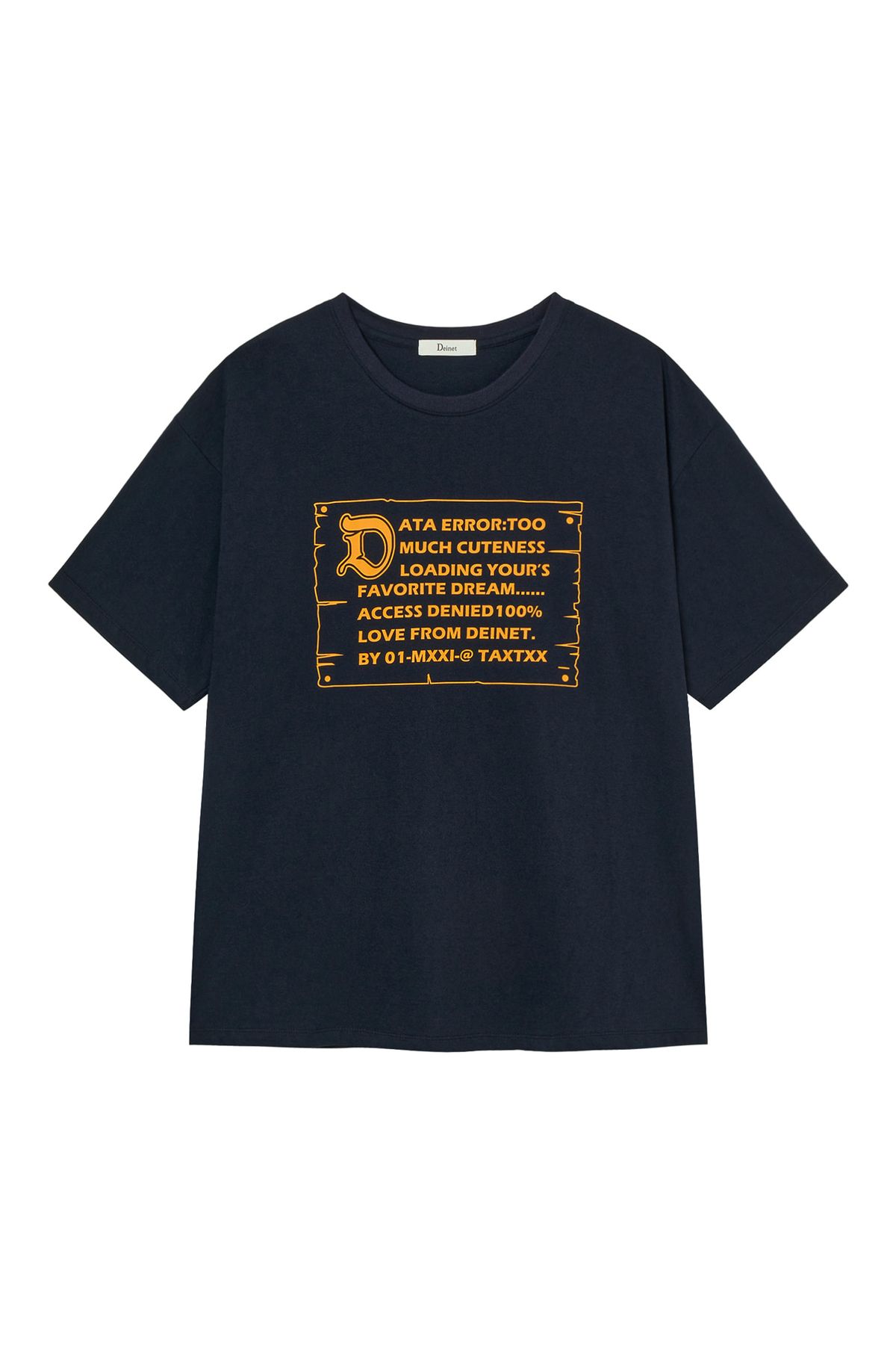 다이닛(DEINET) D LETTERING GRAPHIC OVERSIZED T-SHIRT IN NAVY