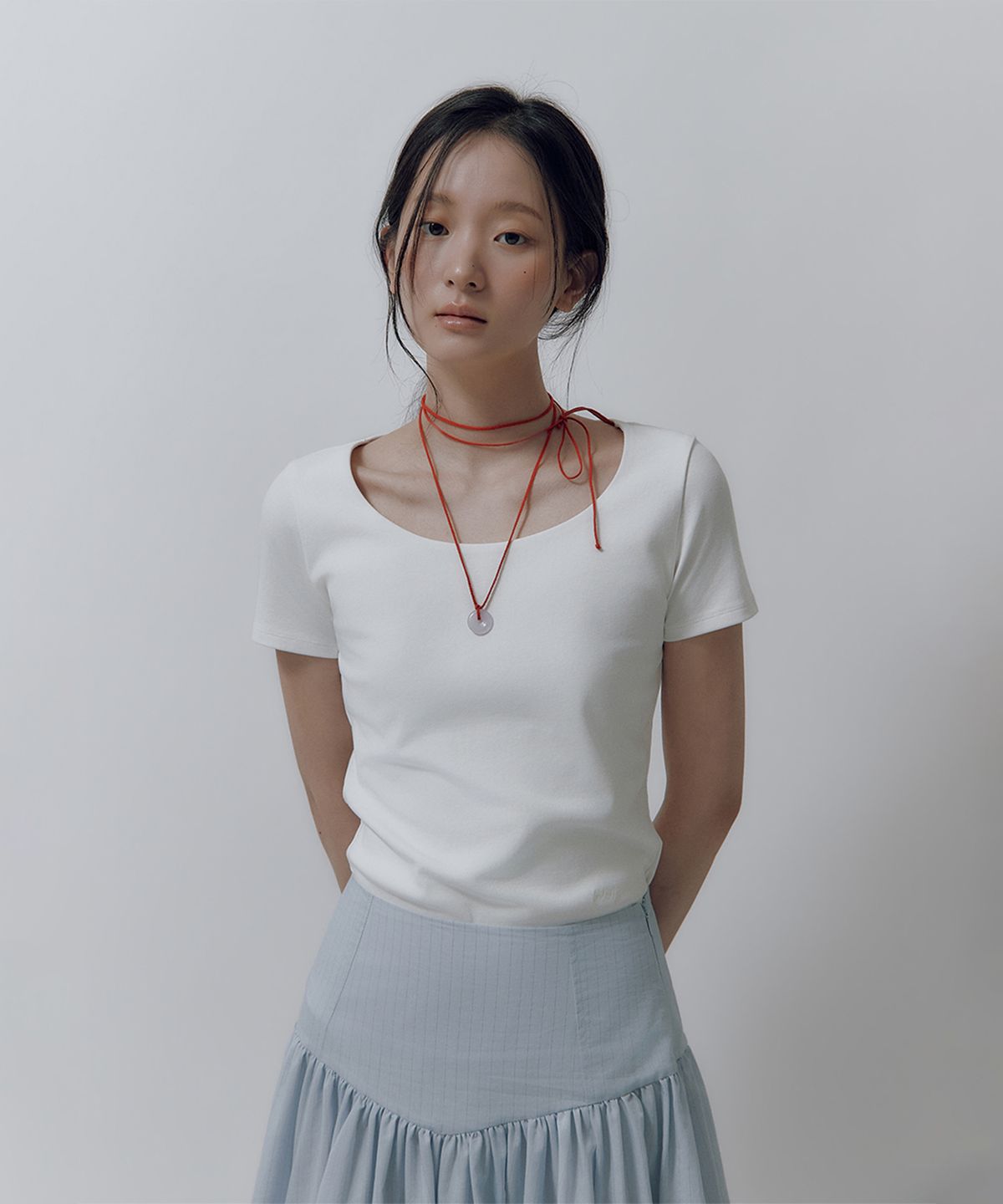 룩캐스트(LOOKAST) 카티아 라운드넥 티셔츠 / KATIA ROUND NECK T-SHIRT_4colors