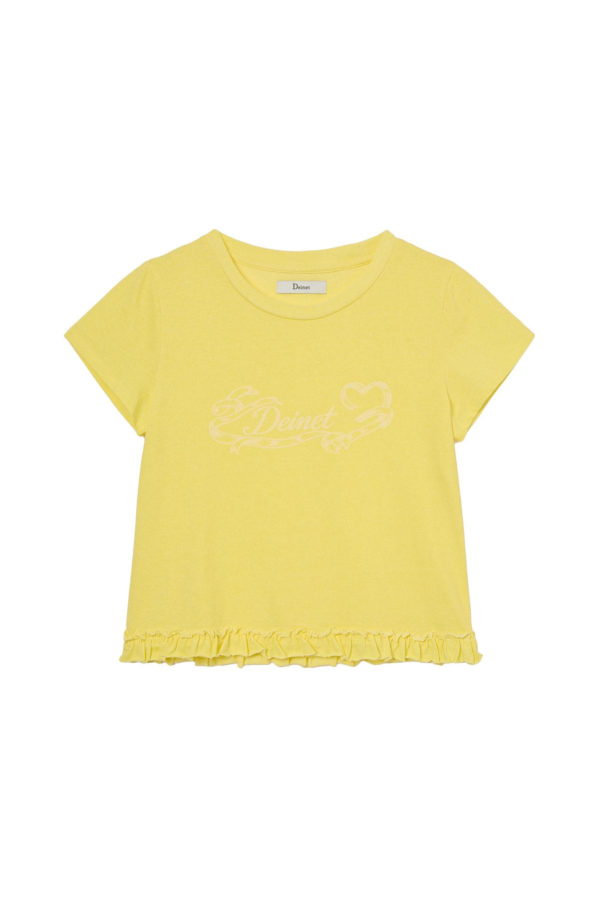 다이닛(DEINET) RUFFLE WASHED T-SHIRT IN MUSTARD