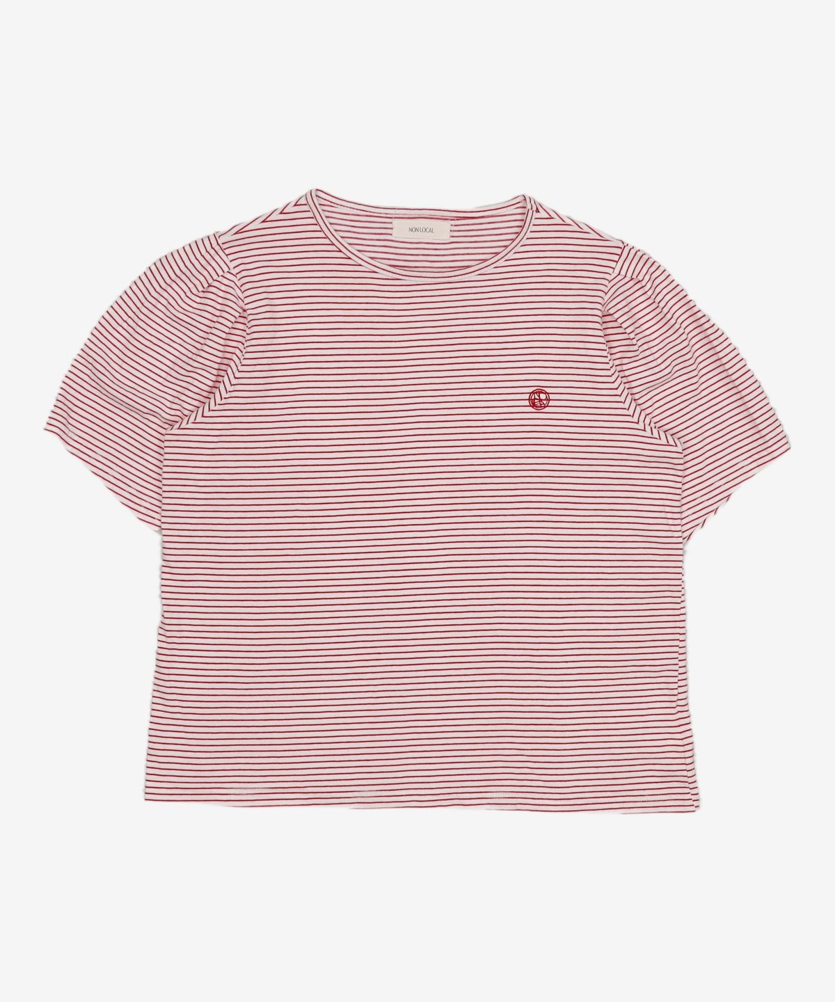 논로컬(NONLOCAL) Volume Sleeve Logo Stripe T-shirt - Red FREE