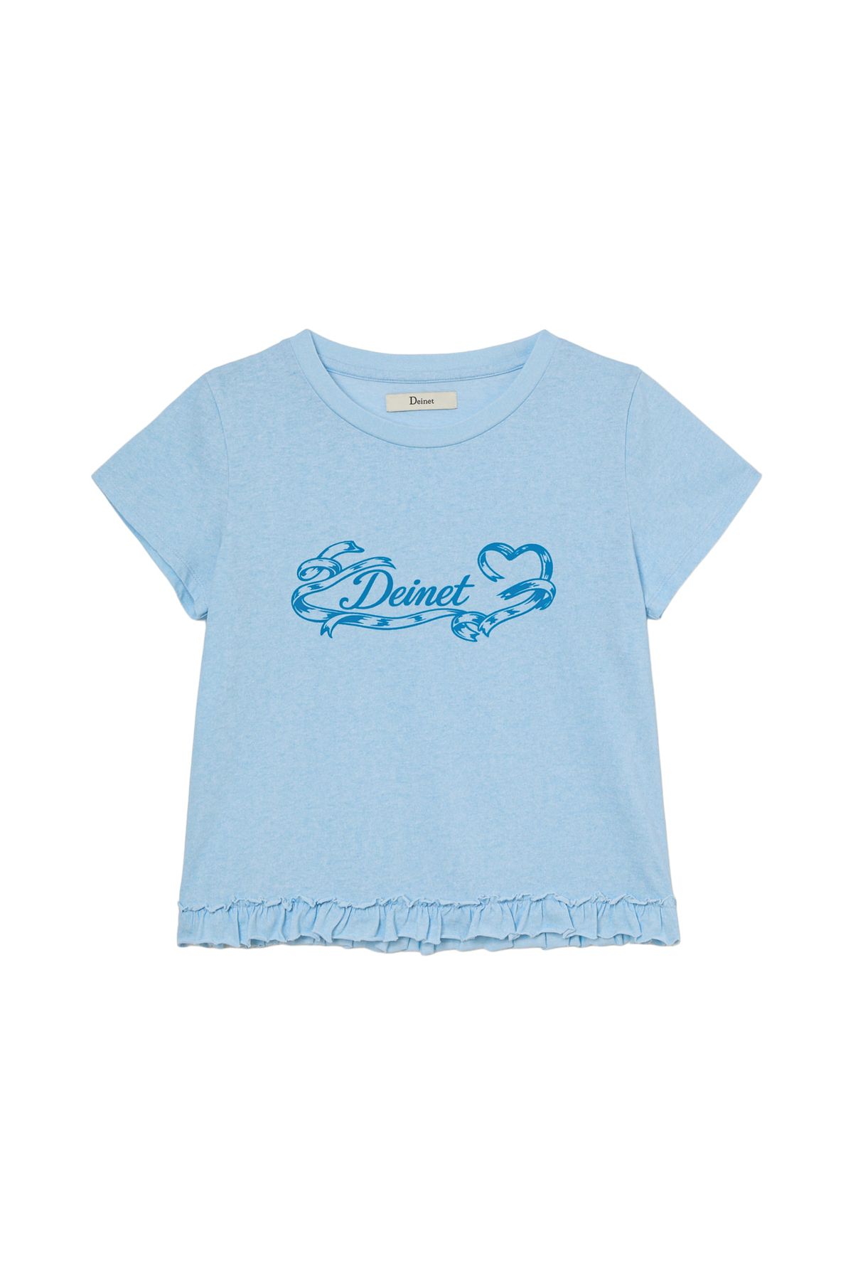 다이닛(DEINET) RUFFLE WASHED T-SHIRT IN LIGHT BLUE