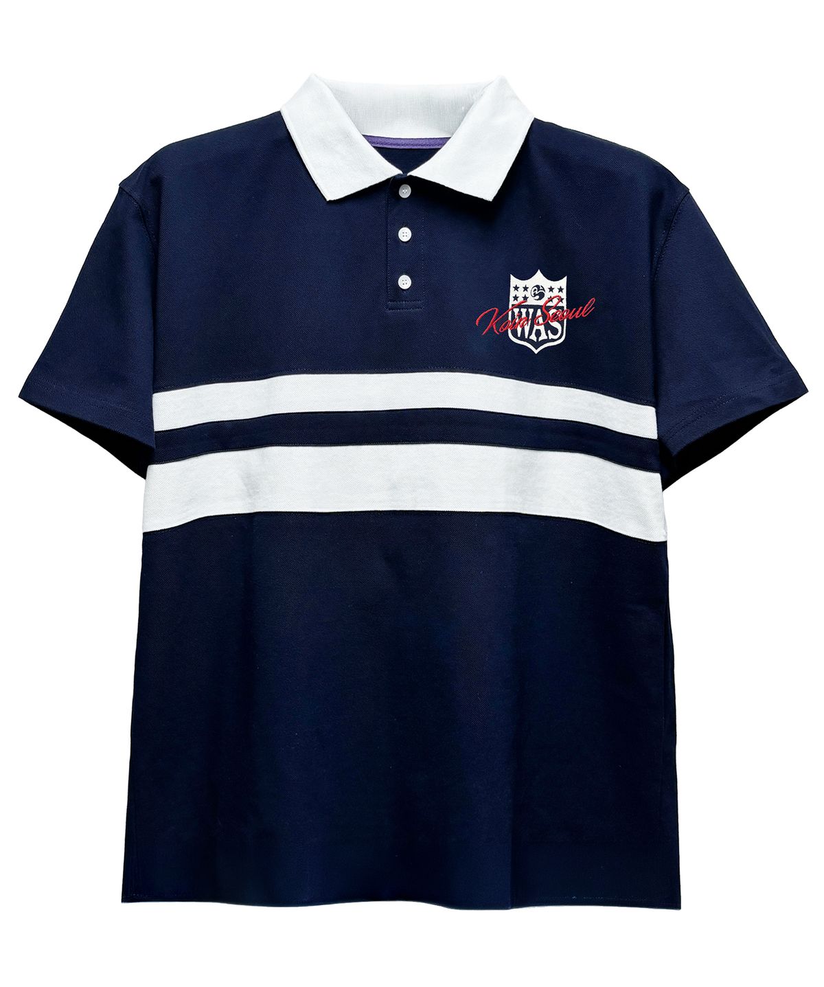워즈(WAS) [KOIN SEOUL X WAS] 럭비 더블 스트라이프 카라 티셔츠 (NAVY)