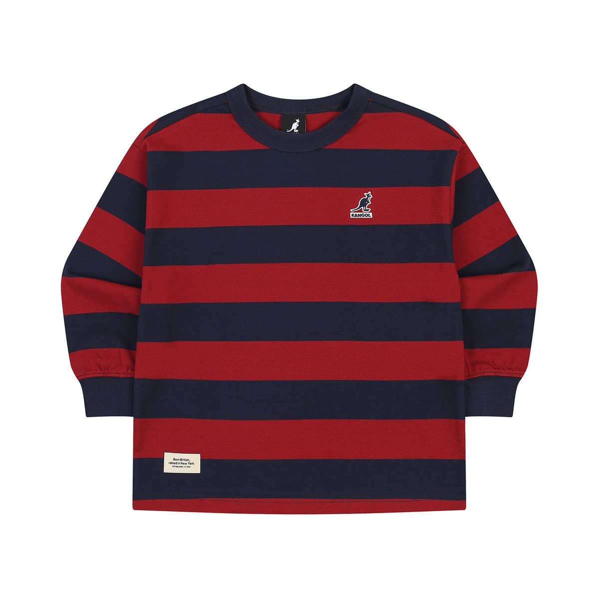 캉골키즈(KANGOL KIDS) 로고 포인트 보더 스트라이프 티셔츠 SC 0110 네이비